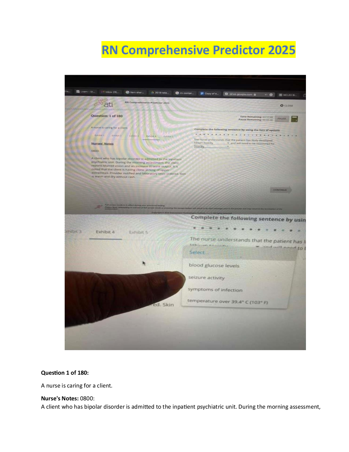 Preview image for Actual ATI RN Comprehensive Predictor Exit Proctored Exam 2025 With NGN.