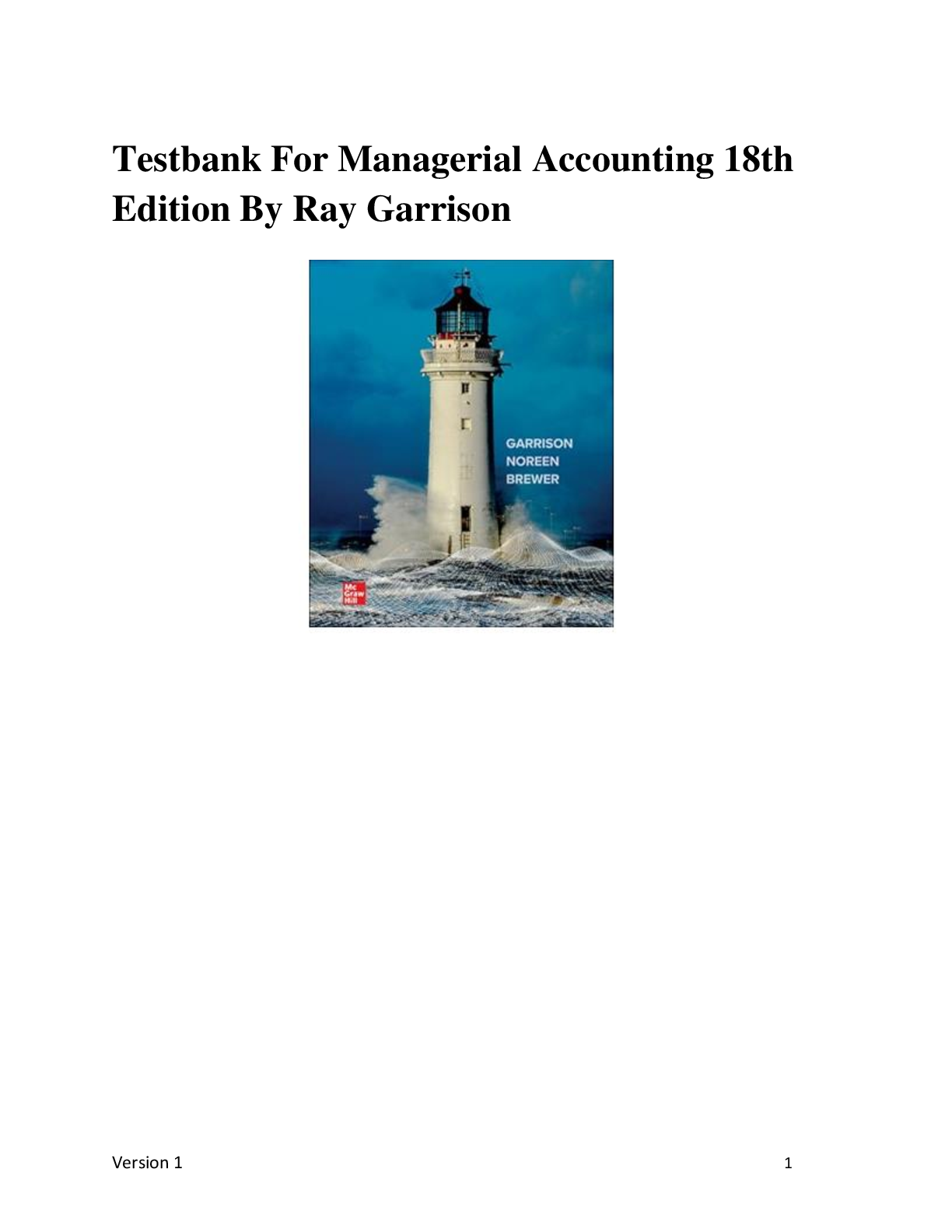 Preview image for Testbank For Managerial Accounting 18th  Edition By Ray Garrison
