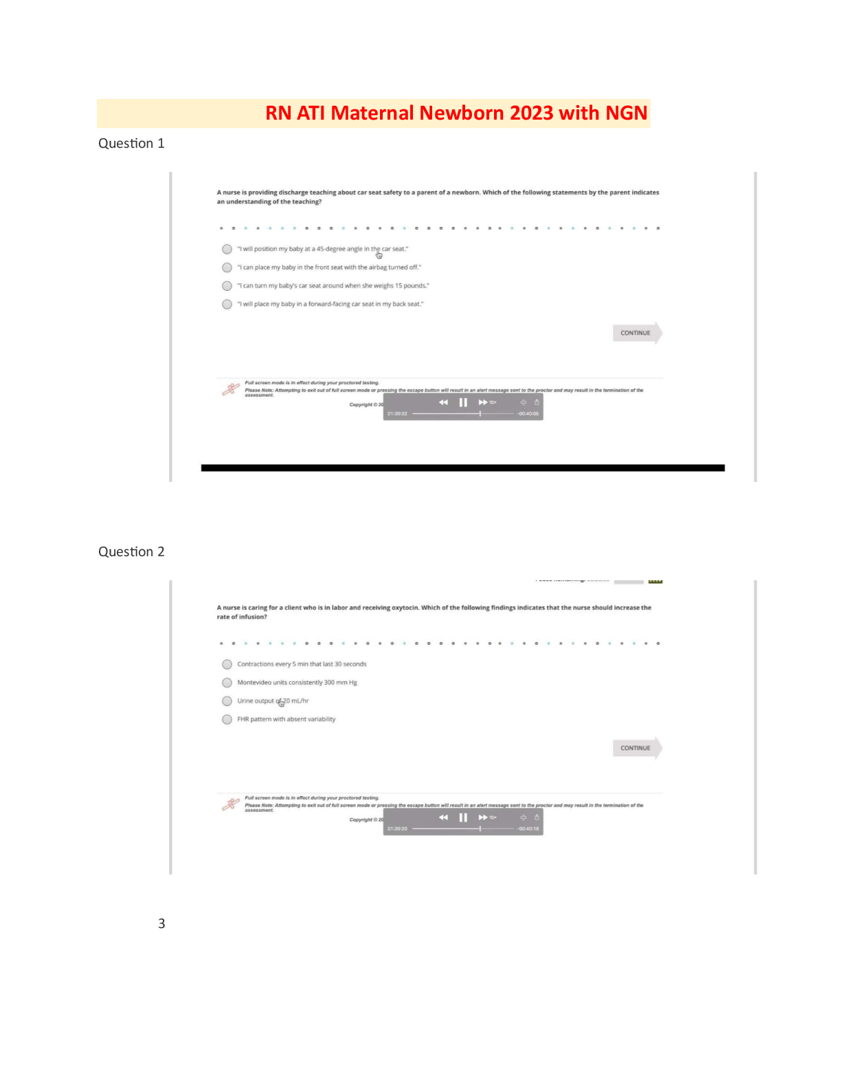 Preview image for ATI PN MATERNAL PROCTORED EXAM 2023 WITH NGN