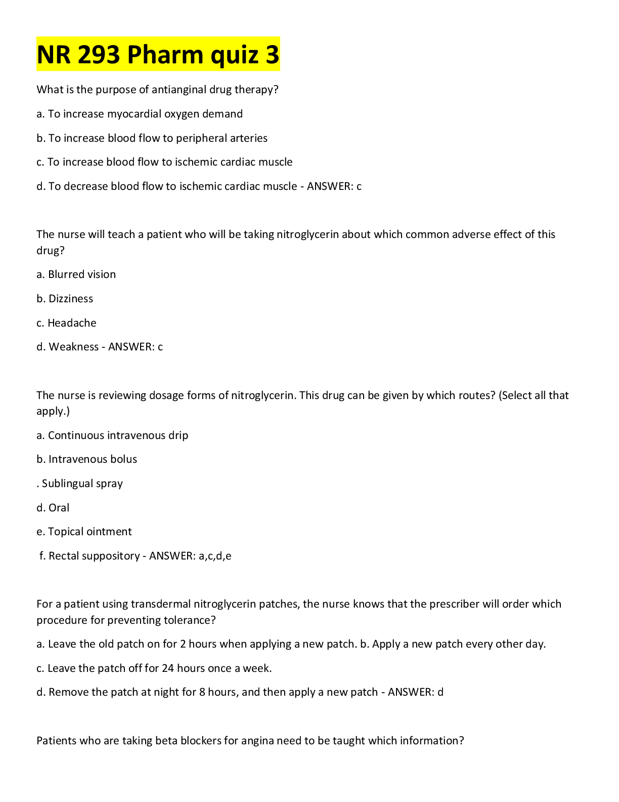 Preview image for NR 293 Pharm quiz 3