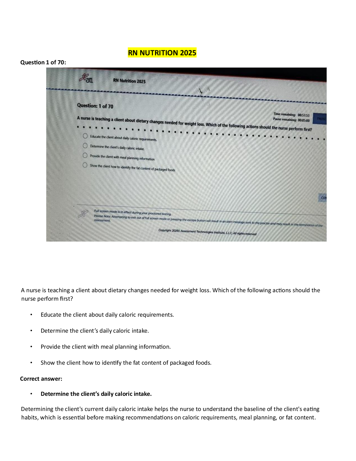 Preview image for ATI RN Nutrition 2024/2025 Proctored Exam: All 70 Screenshot Questions and NGN Answer Scheme Breakdown - Latest Exam 2025 Edition – 100% ATI Answer Breakdown .Email For Ati exams and answers : nursingacademic2@gmail.com