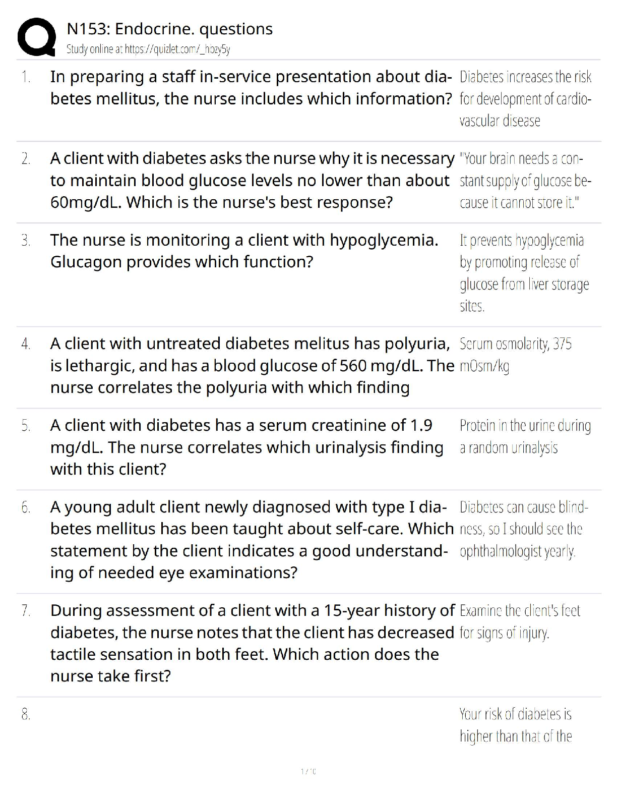Preview image for N153: Endocrine. questions
