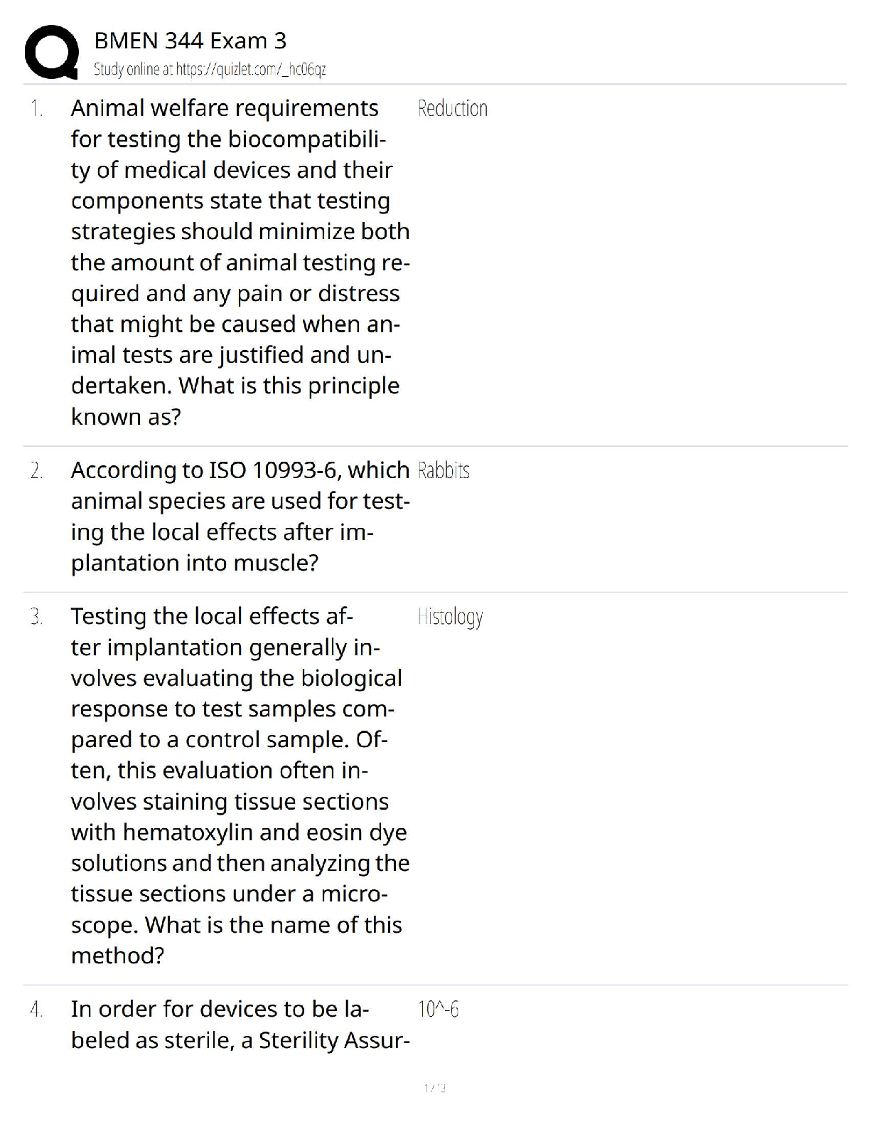 Preview image for BMEN 344 Exam 3