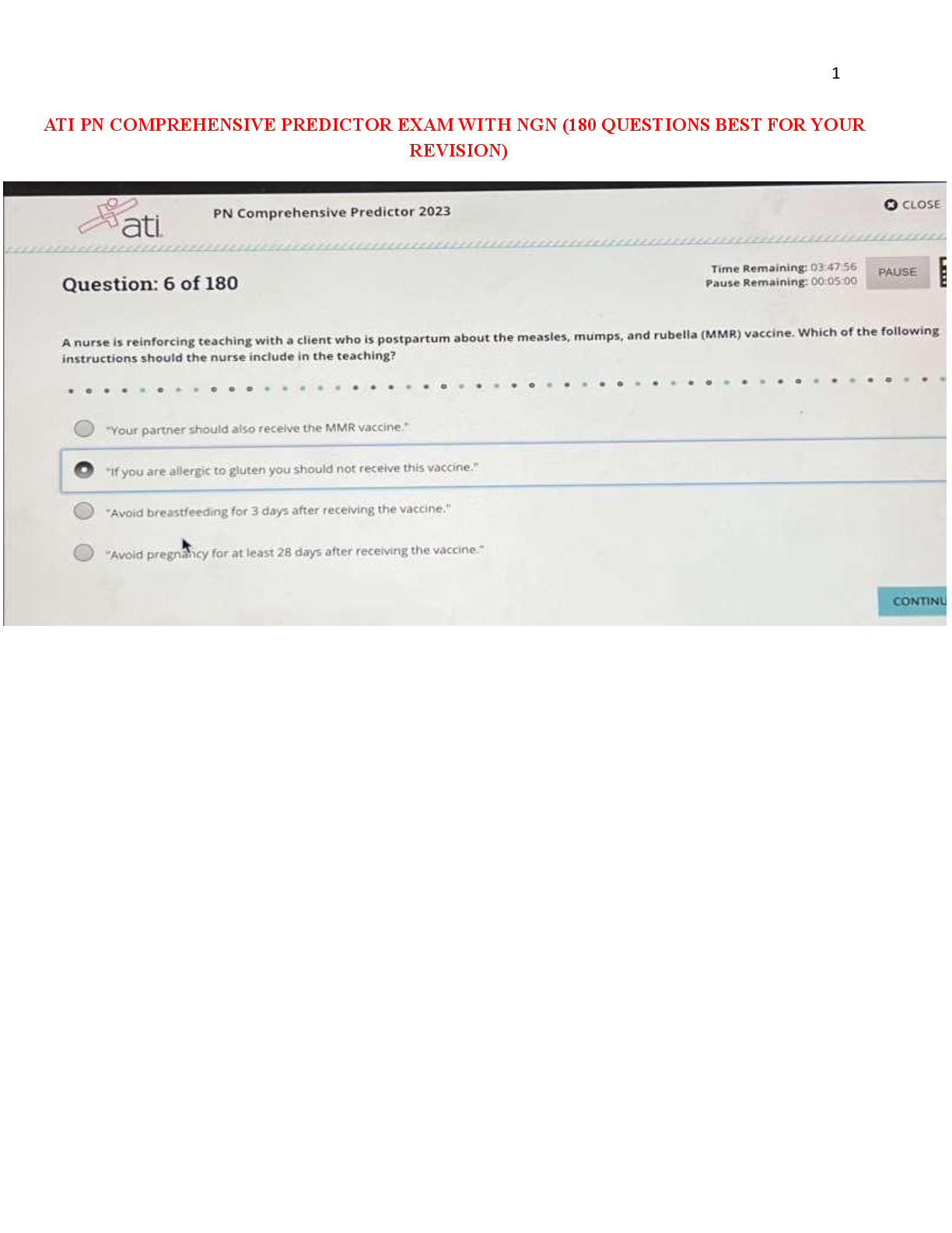 Preview image for ATI PN COMPREHENSIVE EXIT EXAM RETAKE 2023- 2024 WITH NGN.