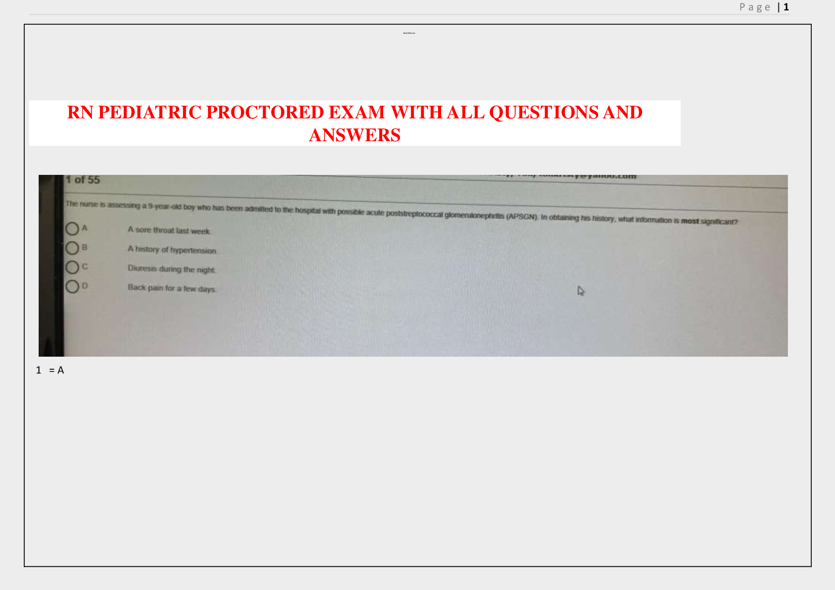 Preview image for Actual ATI RN Pediatric Nursing Proctored Exam 2025 With NGN.