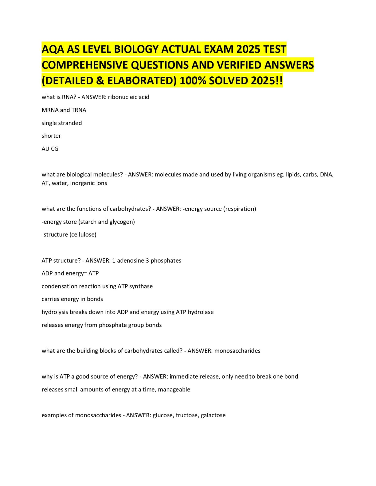 Preview image for AQA AS LEVEL BIOLOGY ACTUAL EXAM