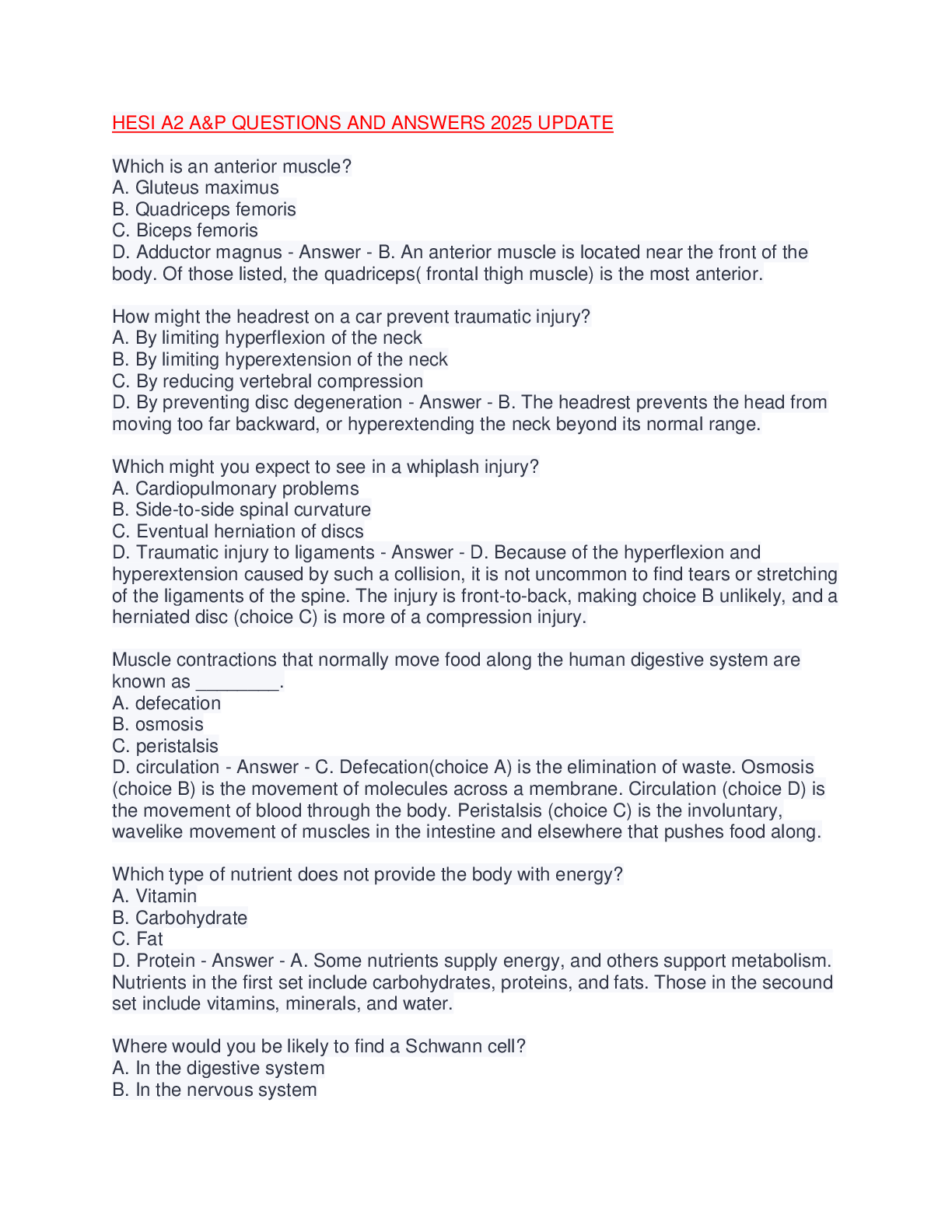 Preview image for HESI A2 A&P QUESTIONS AND ANSWERS 2025 UPDATE