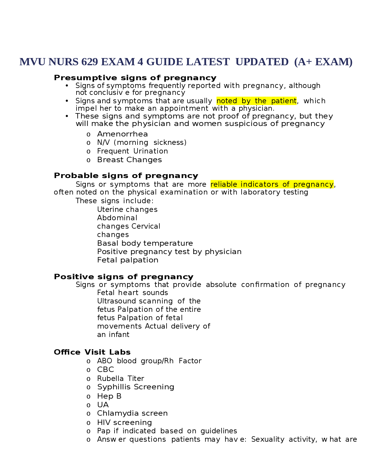 Preview image for MVU NURS 629 EXAM 4 GUIDE LATEST  UPDATED  (A+ EXAM)