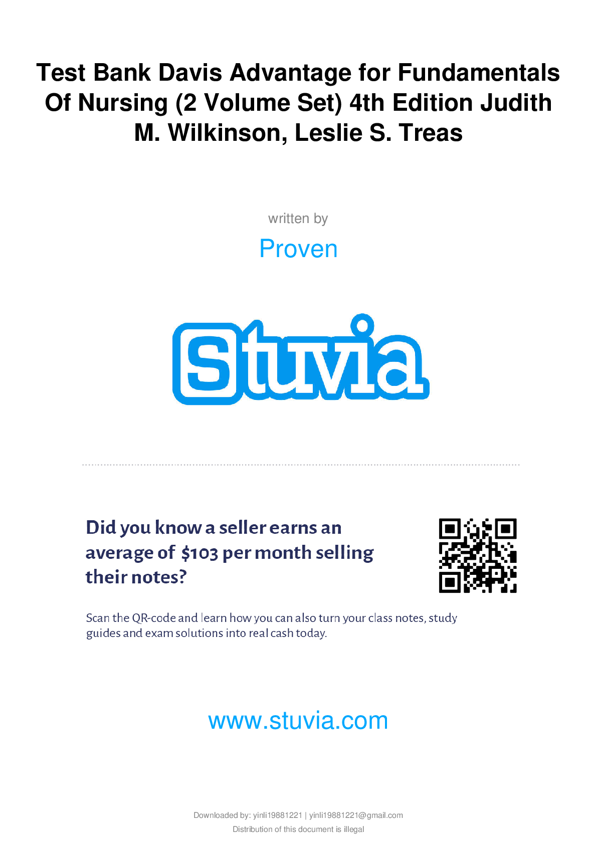 Preview image for Test Bank Davis Advantage for Fundamentals  Of Nursing (2 Volume Set) 4th Edition Judith  M. Wilkinson, Leslie S. Treas