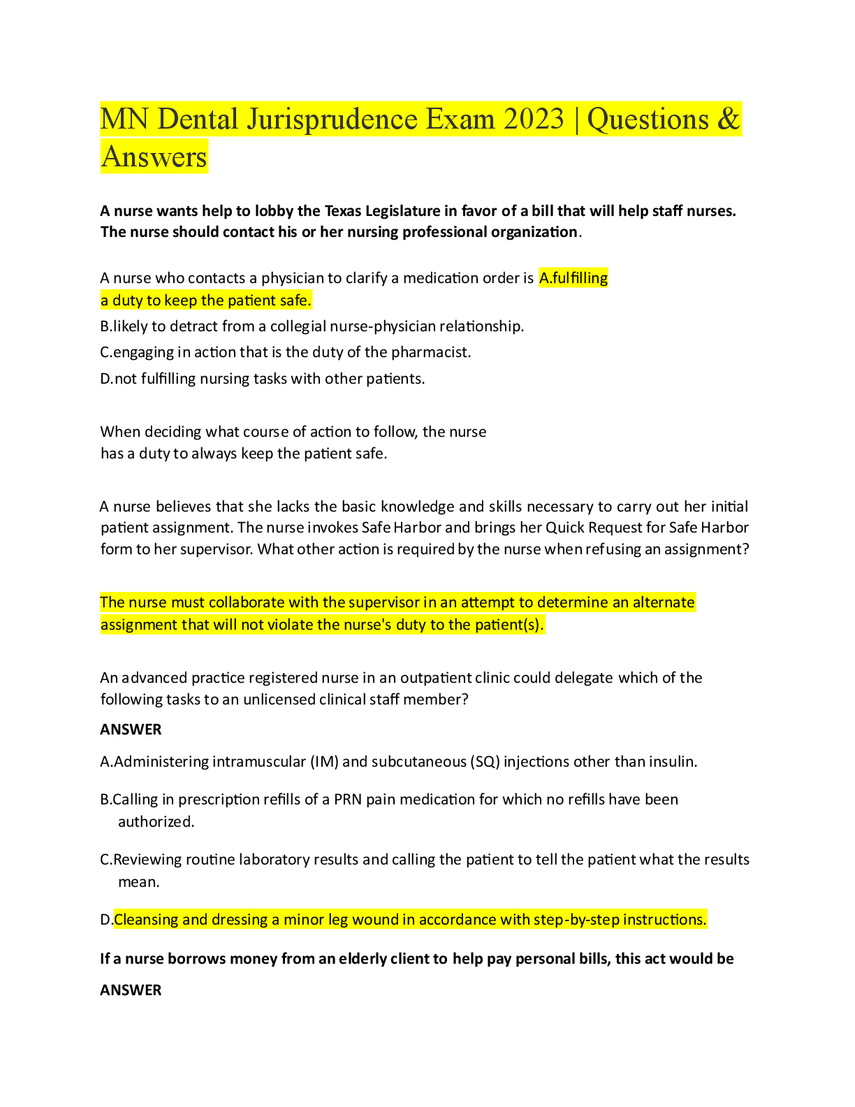 Preview image for MN Dental Jurisprudence Exam 2023 | Questions &  Answers