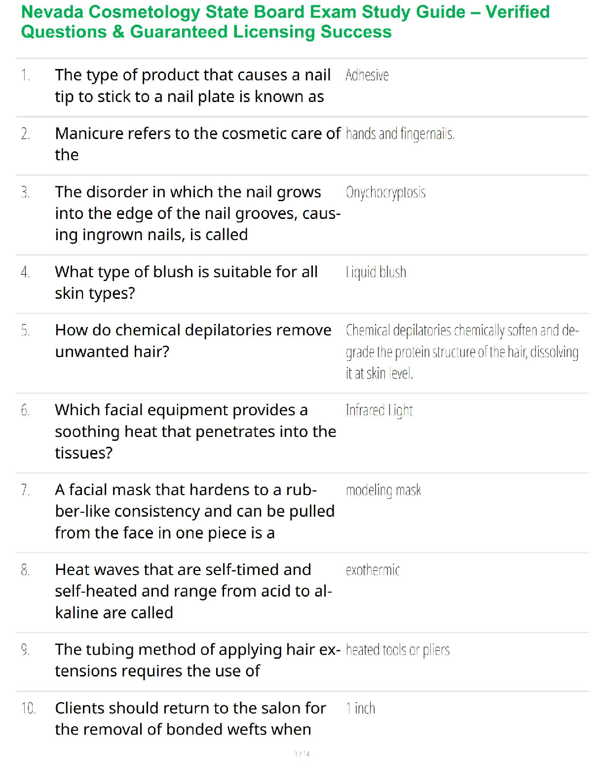 Nevada Cosmetology State Board Exam Study Guide – Verified Questions & Guaranteed Licensing Success