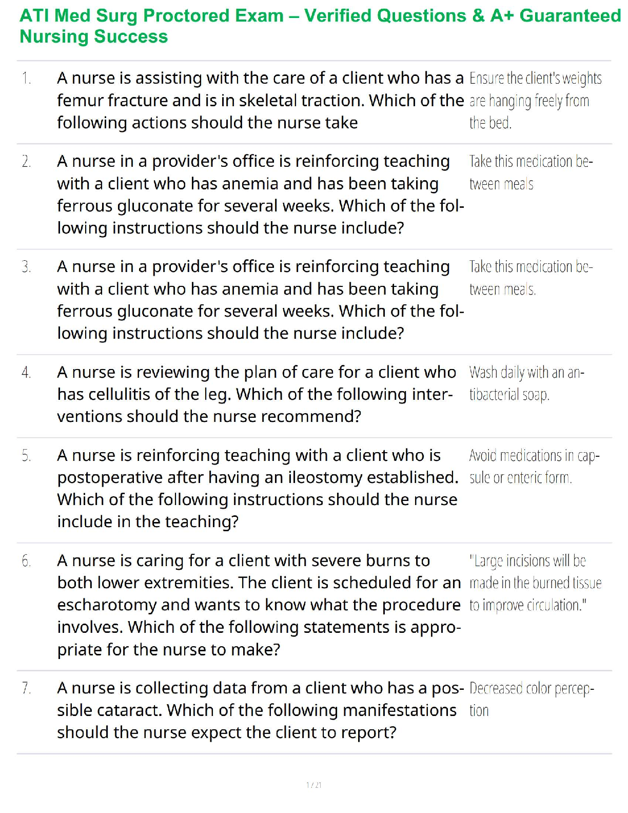 ATI Med-Surg Proctored Exam – Verified Questions & A+ Guaranteed Nursing Success