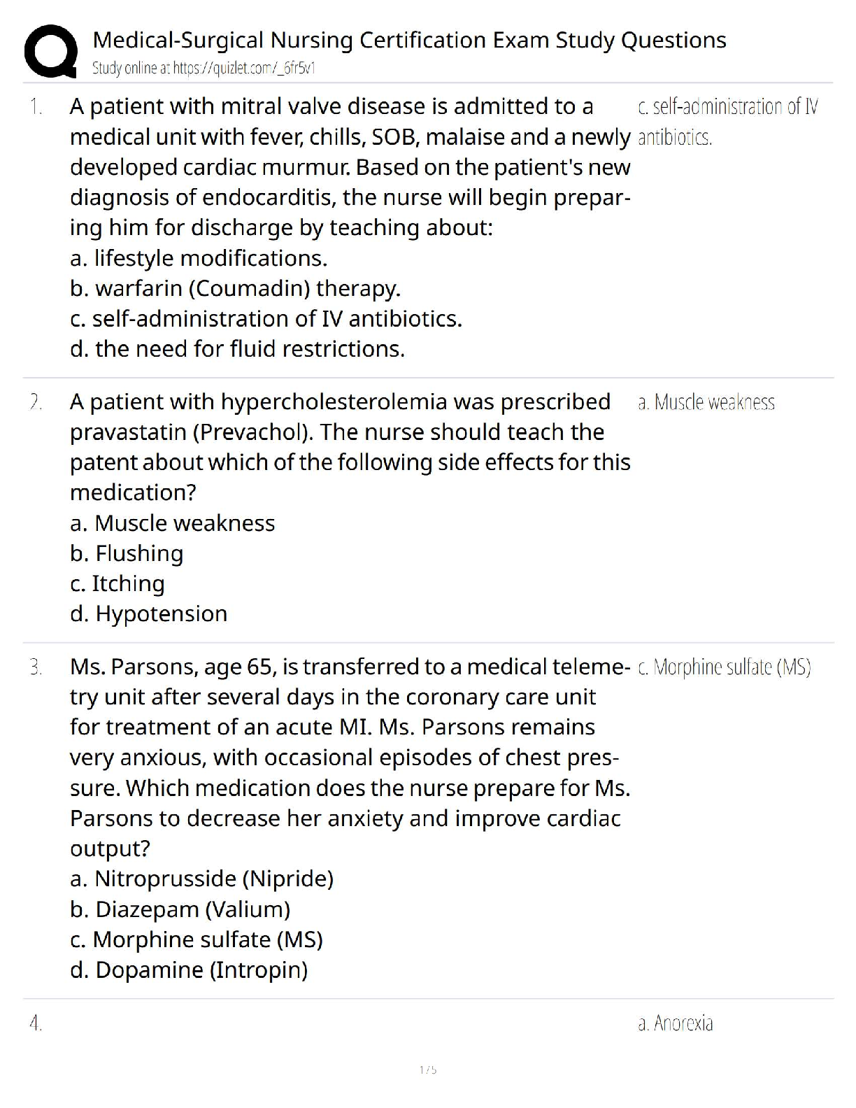 Preview of Medical-Surgical Nursing Certification Exam Study Question / Test Bank &amp; Review   2025 Update