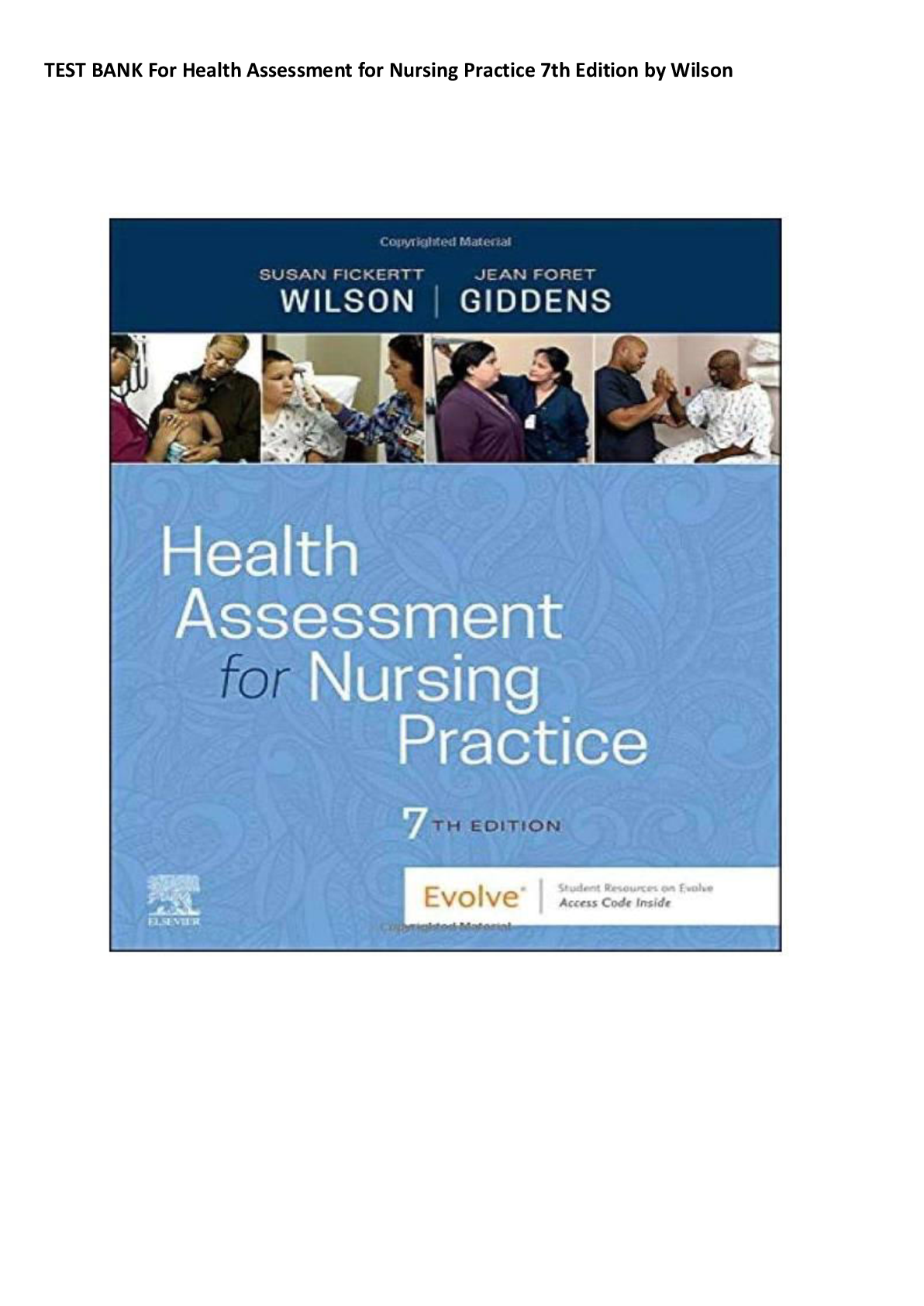 Preview image for TEST BANK For Health Assessment for Nursing Practice 7th Edition by Wilson Complete All Chapters 1 - 24 Newest Version 2025 Rated A+