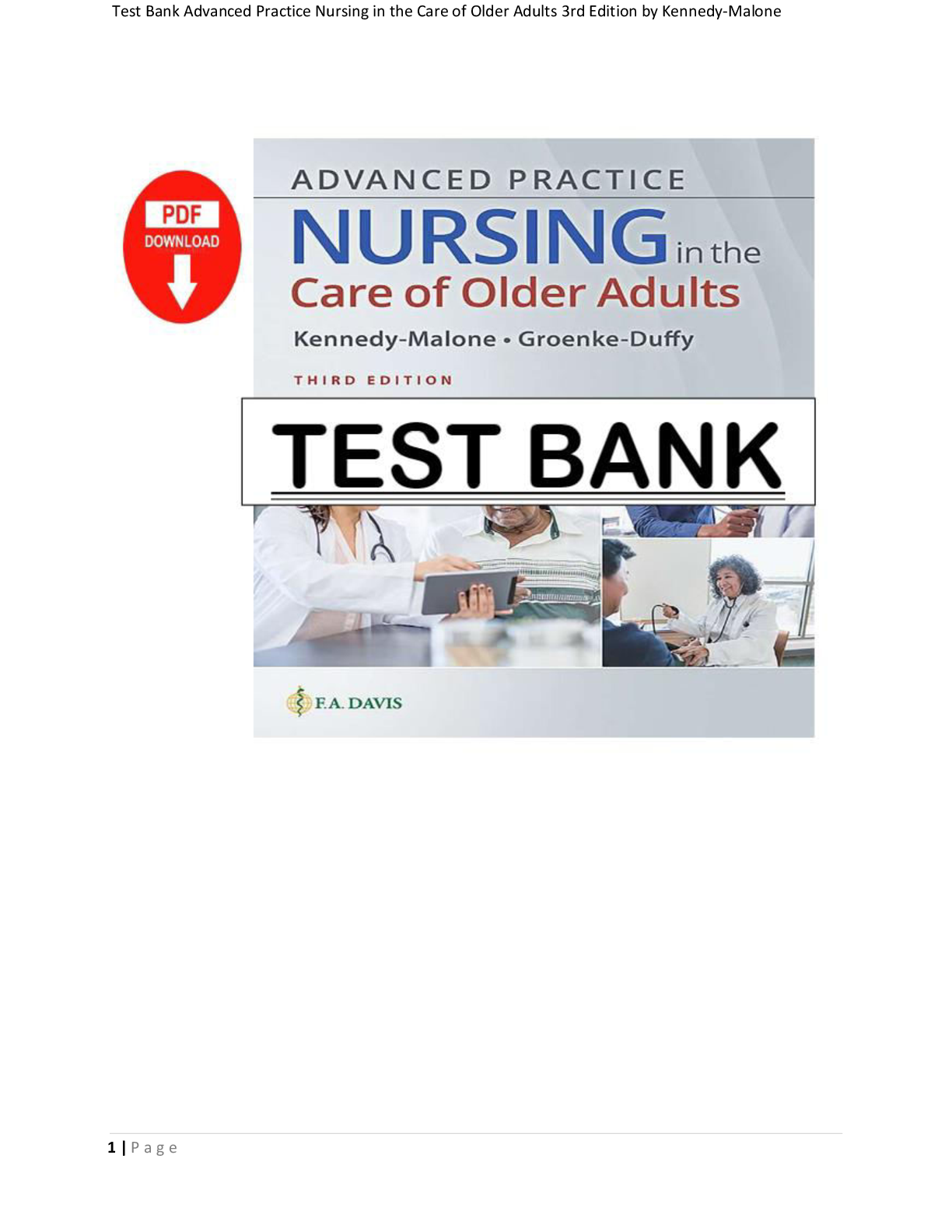 Preview image for Test Bank Advanced Practice Nursing in the Care of Older Adults 3rd Edition by Kennedy-Malone Complete All 23 Chapters & Rationales Included Rated A+