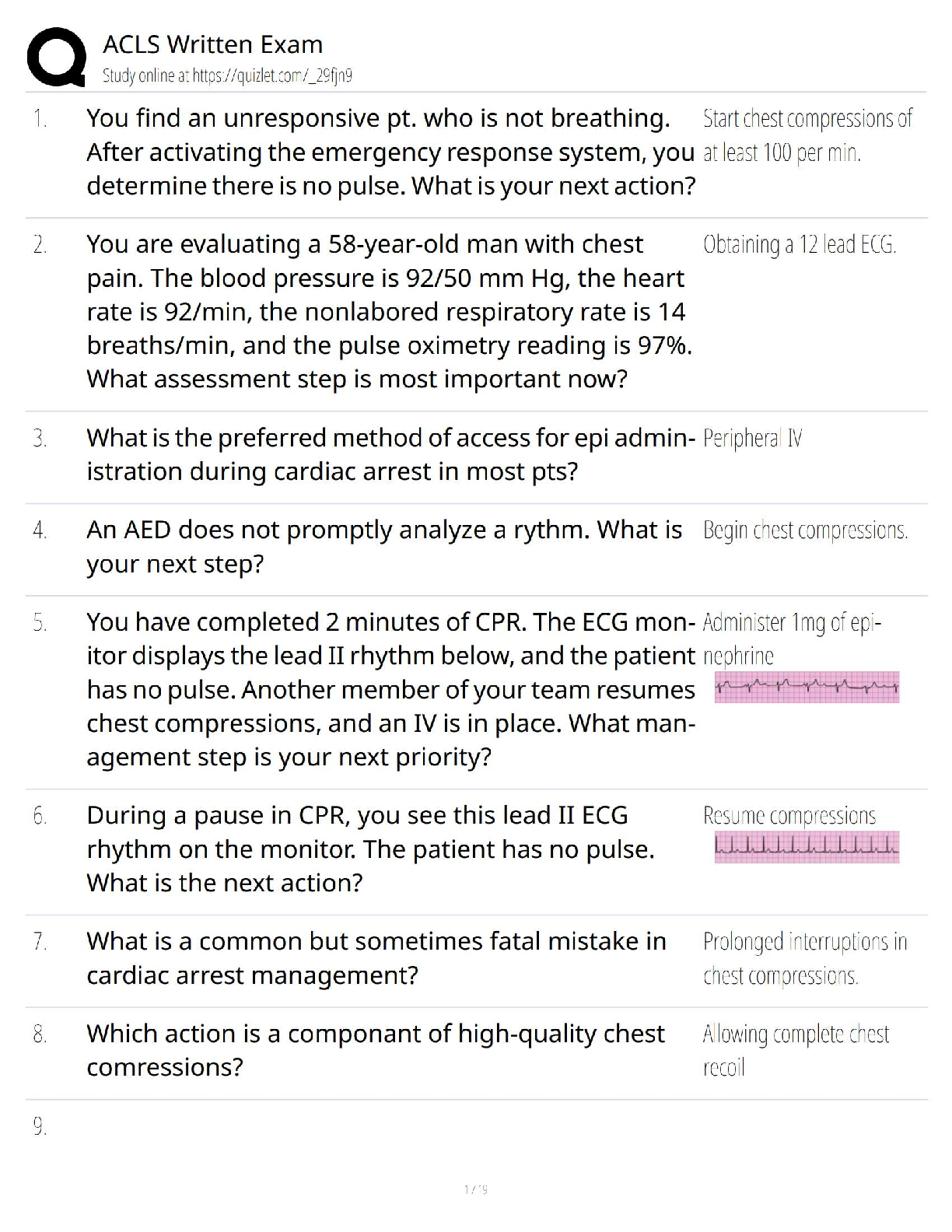 ACLS Written Exam / 2025 Update   – Test Bank & Study Guide
