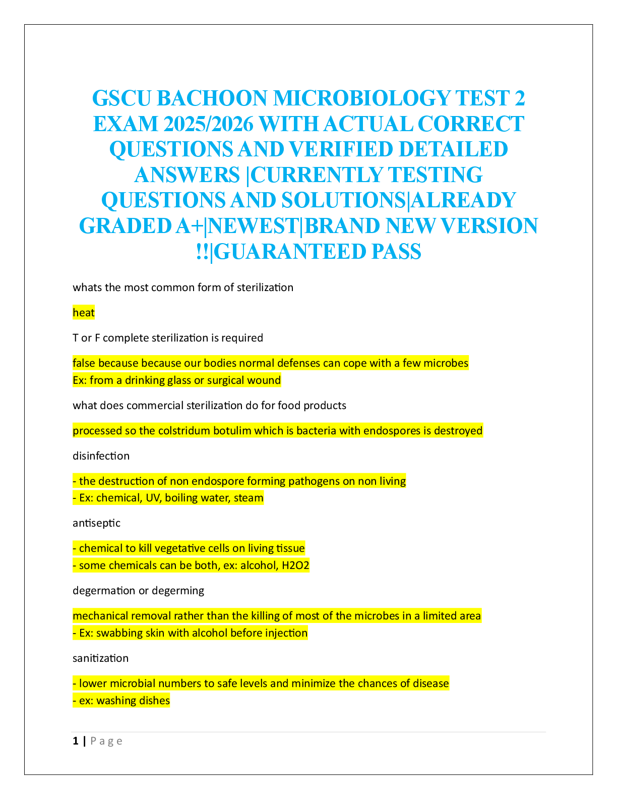 Preview image for GSCU BACHOON MICROBIOLOGY TEST 2  EXAM  