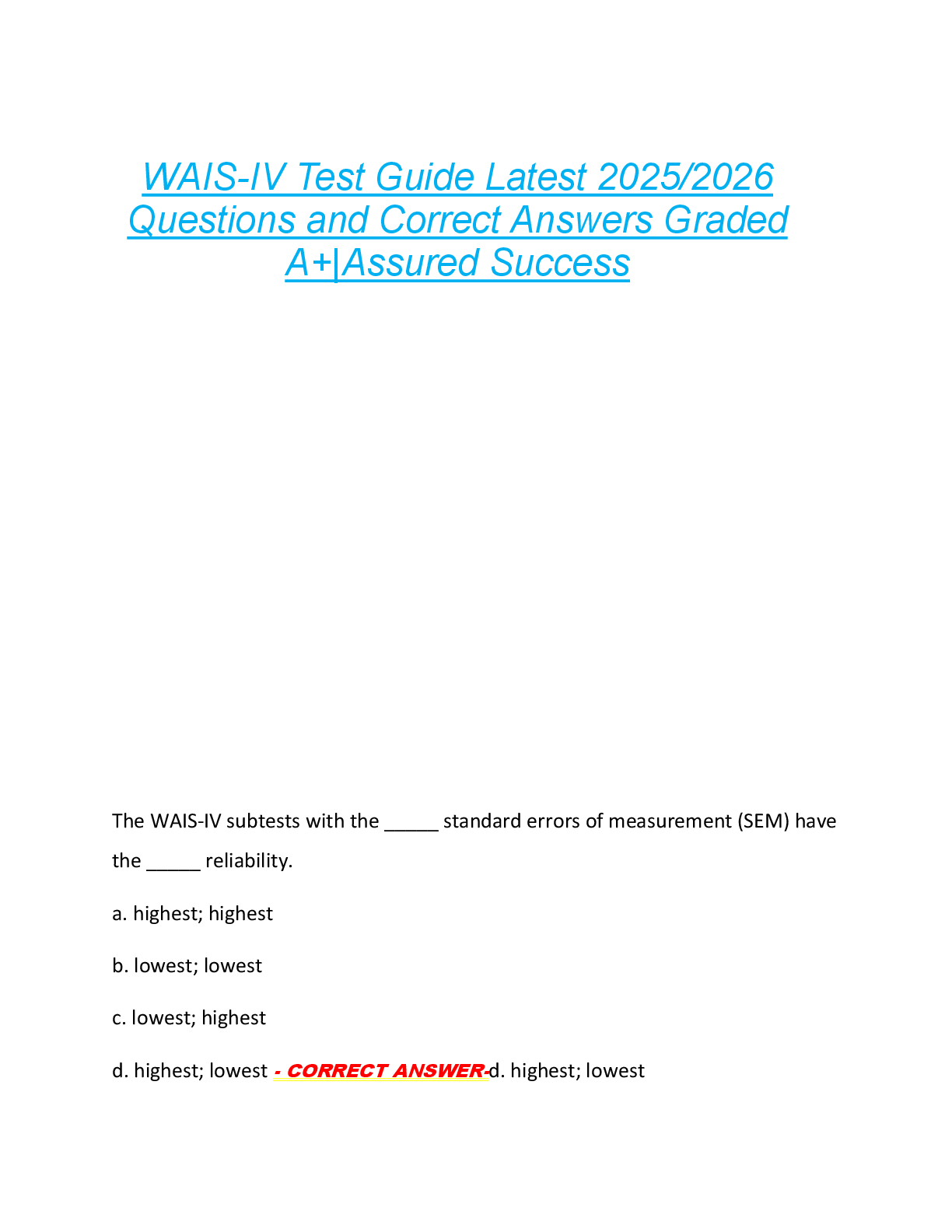 NURS 321 Final Exam Latest 2025/2026  Questions and Correct Answers Graded  A+|Assured Success