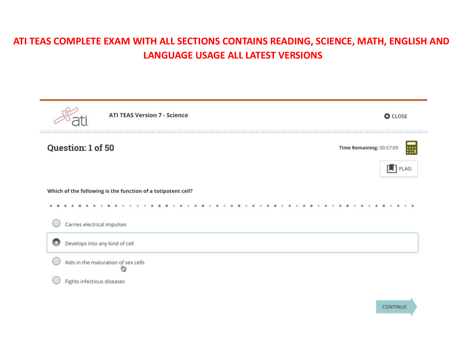 Preview image for 2025 ATI TEAS 7 Exam – All 4 Subjects (Reading, Math, Science, English) | Complete Study Pack with Answer Keys