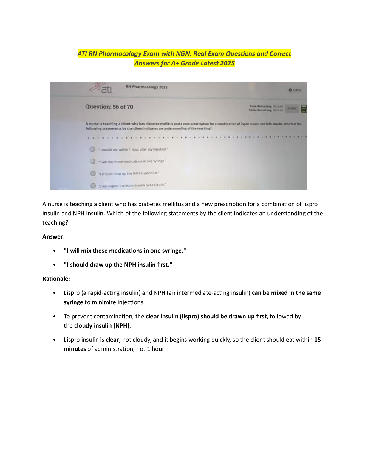 Preview image for ATI RN PHARMACOLOGY PROCTORED EXAM 2023-2025 WITH NGN: 70 Realistic Questions & 100% Verified Answers (Latest, 2025) | Latest ATI RN Pharmacology 2025 Test Bank