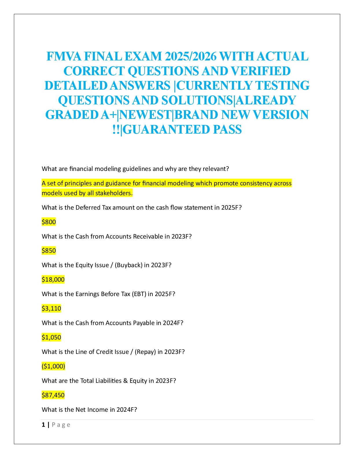 Preview image for FMVA FINAL EXAM  