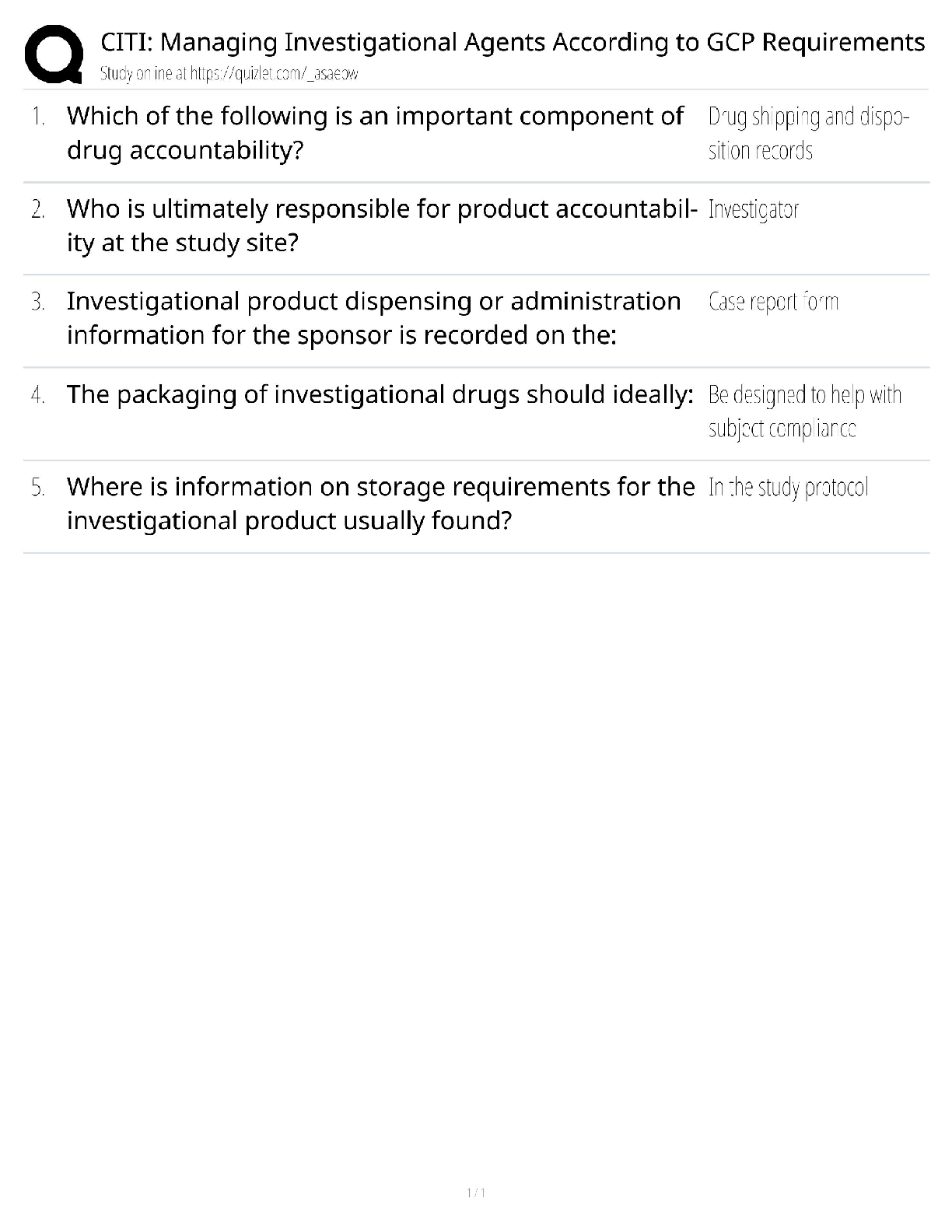 Recommended document preview for CITI Managing Investigational Agents / GCP Requirements Guide / 2025 Update / Score 100%