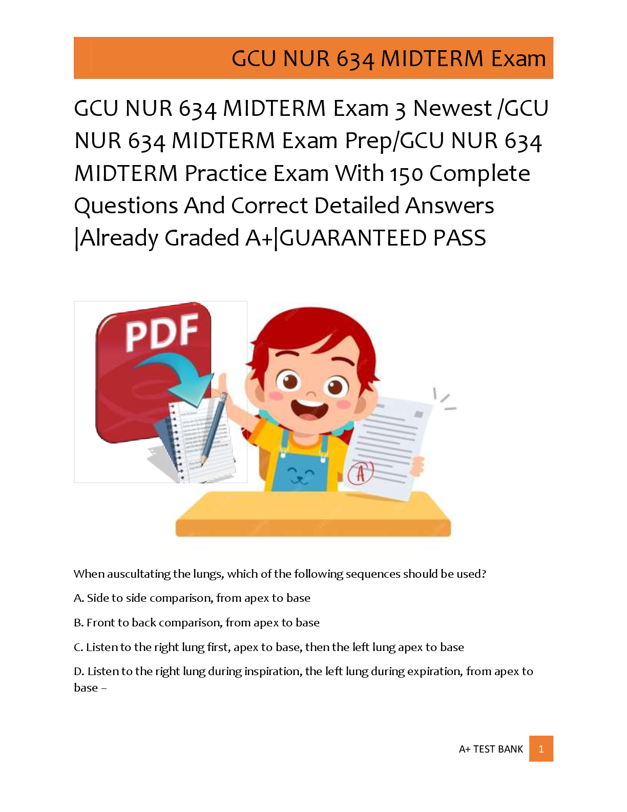 Preview of GCU NUR 634 MIDTERM Exam 3 Newest /GCU  NUR 634 MIDTERM Exam Prep/GCU NUR 634  MIDTERM Pra