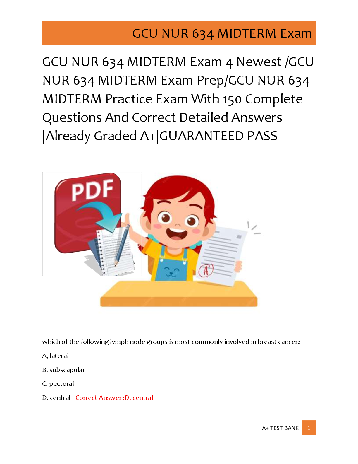 Preview of GCU NUR 634 MIDTERM Exam 4 Newest /GCU  NUR 634 MIDTERM Exam Prep/GCU NUR 634  MIDTERM Pra