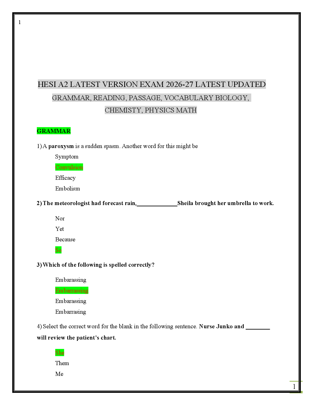 Preview image for HESI A2 LATEST VERSION EXAM 2026-27 LATEST UPDATED  GRAMMAR, READING, PASSAGE, VOCABULARY BIOLOGY,  CHEMISTY, PHYSICS MATH