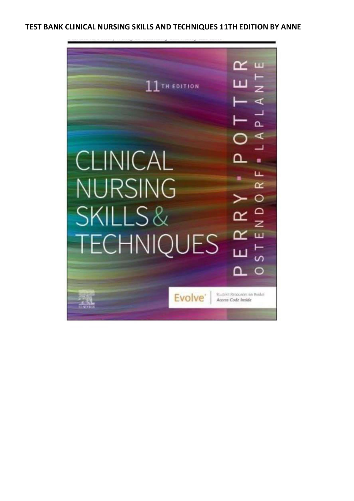 Preview image for TEST BANK CLINICAL NURSING SKILLS AND TECHNIQUES 11TH EDITION BY ANNE COMPLETE ALL CHAPTERS RATED A+