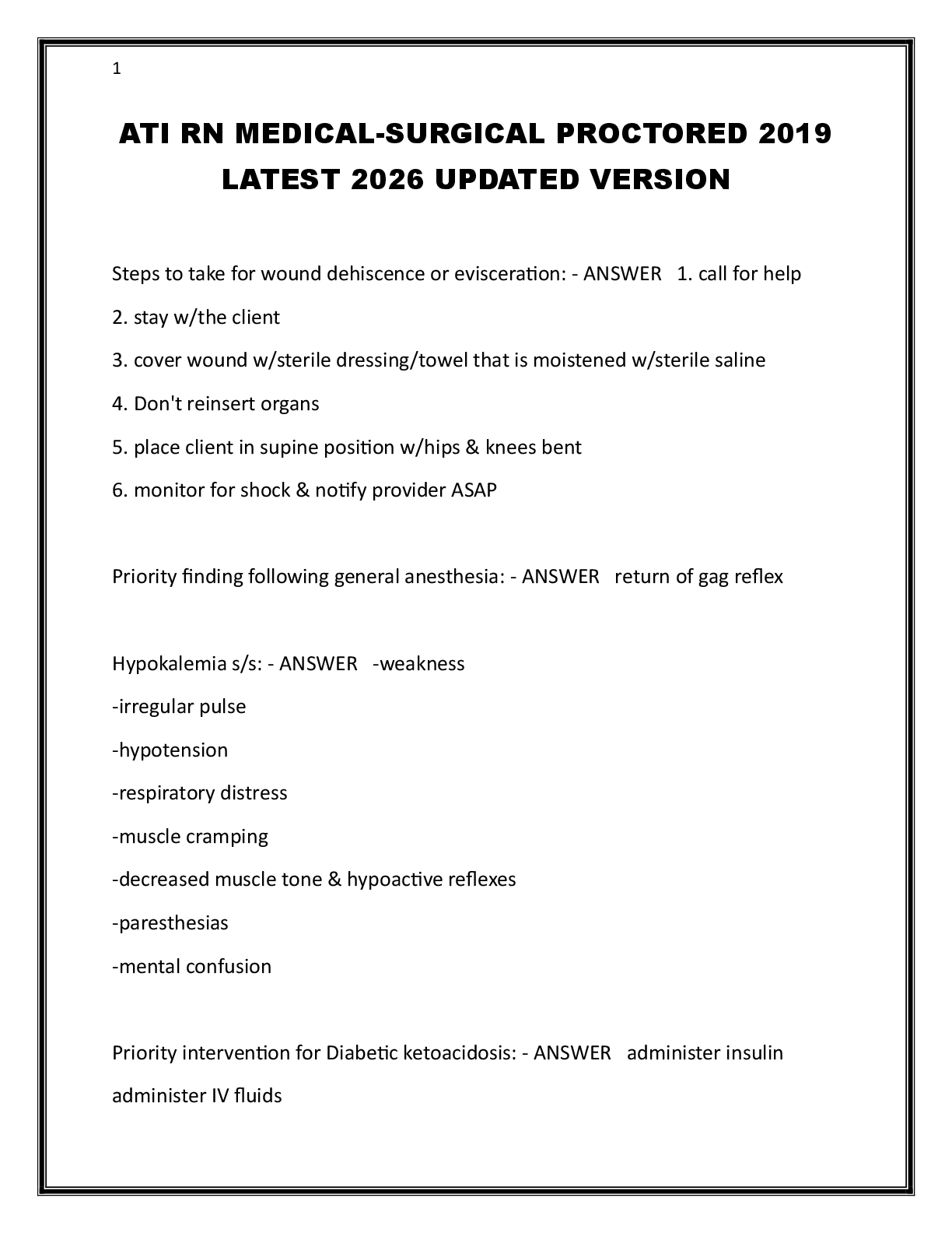 Preview image for ATI RN MEDICAL-SURGICAL PROCTORED 2019  LATEST 2026 UPDATED VERSION