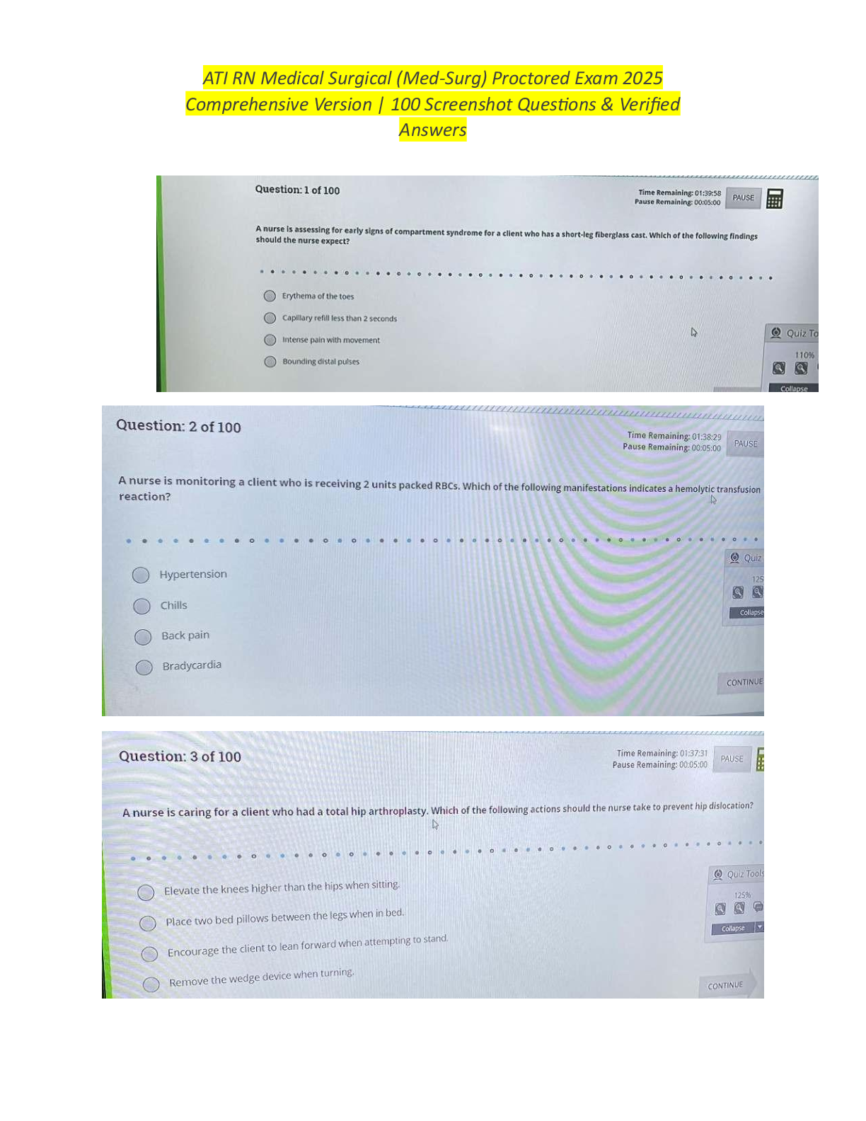 Preview image for ATI RN Adult Medical-Surgical (Med-Surg) 2023 Proctored Exam with NGN | 100 Screenshot Questions & 100% Verified Answers to Pass 2025 RN Adult Medical Surgical (MedSurg) Proctored Exam