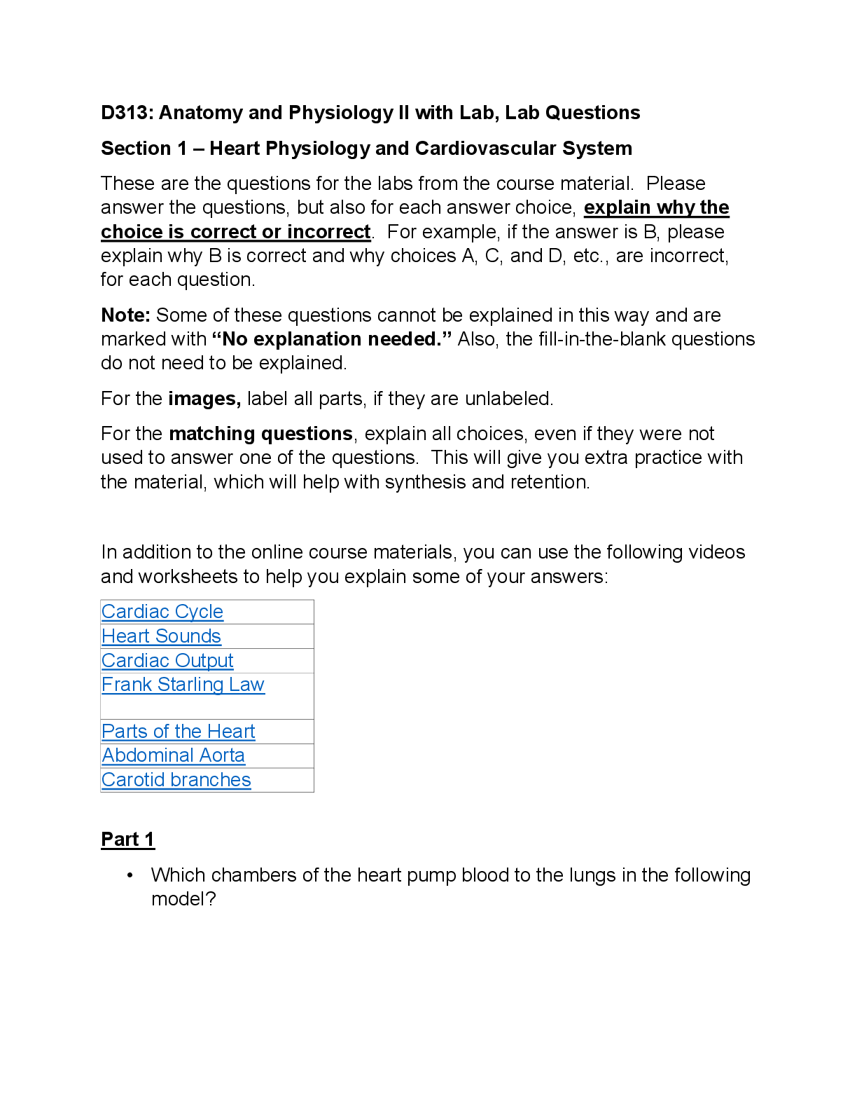Preview image for D313- Anatomy and Physiology II with Lab, Lab Questions  - 100% VERIFIED 2025