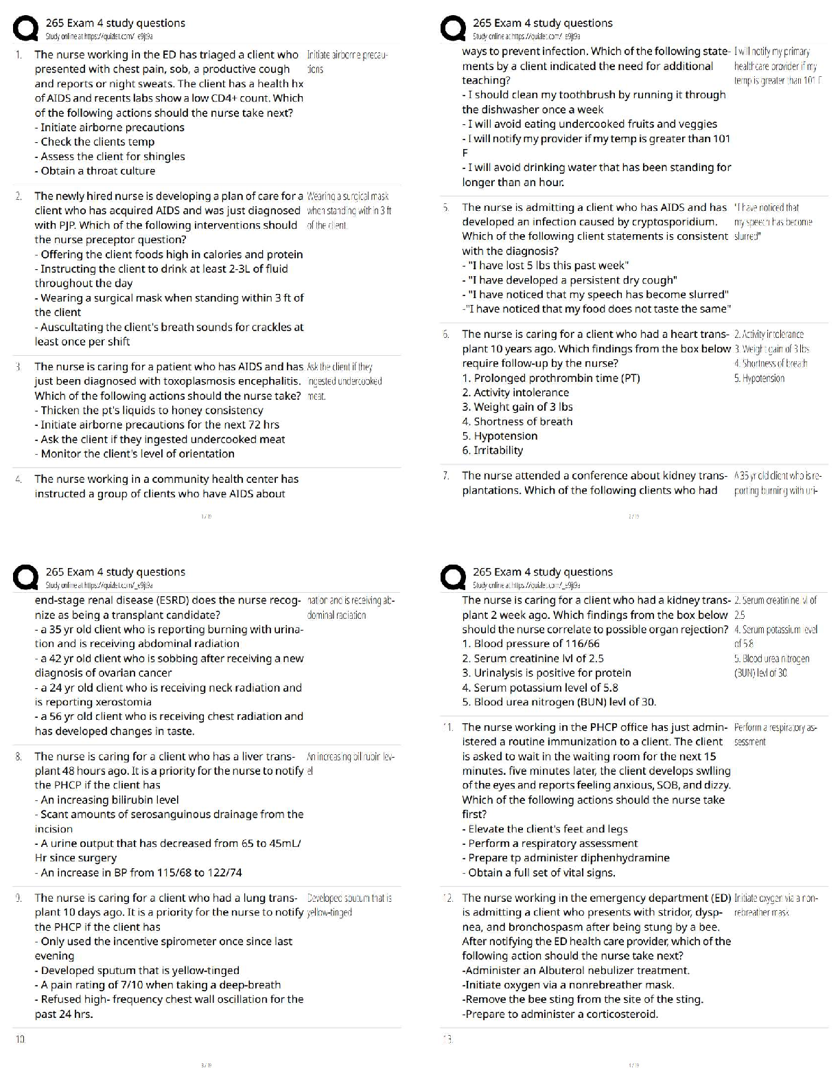 NUR 265 Final Exam / 2025 Update   Study Guide & Test Bank for Nursing Students