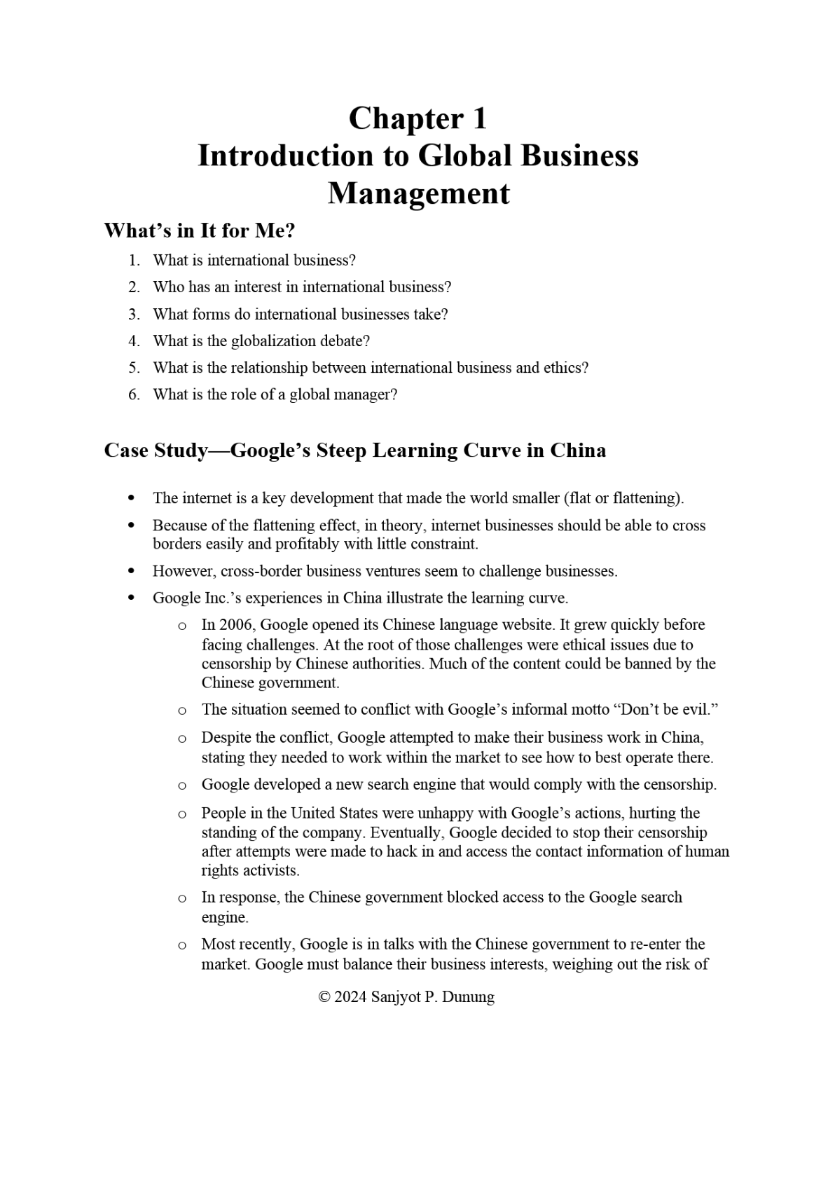 Preview image for Solution Manual For Global Business Management Version 2.0 By Sanjyot P. Dunung Chapter 1-15