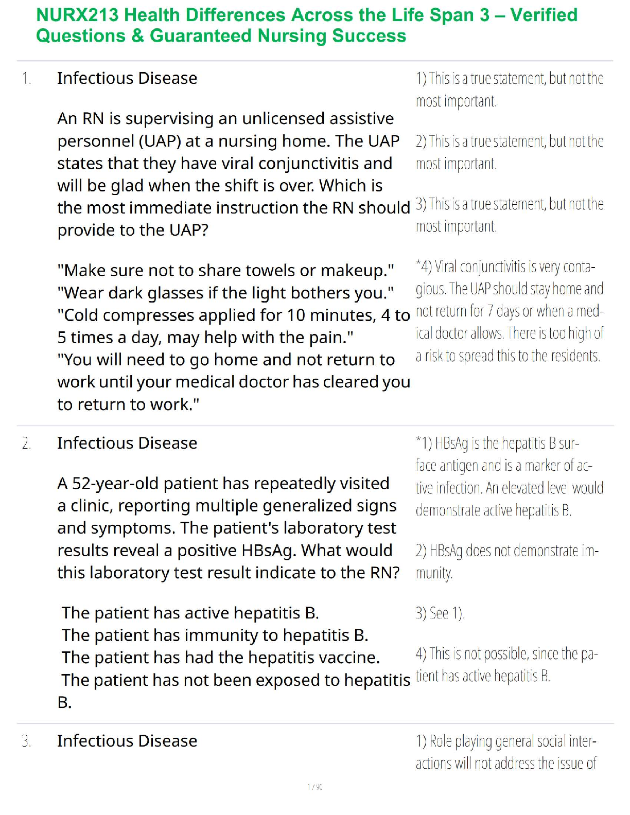 NURX213 Health Differences Across the Life Span 3 – Verified Questions & Guaranteed Nursing Success