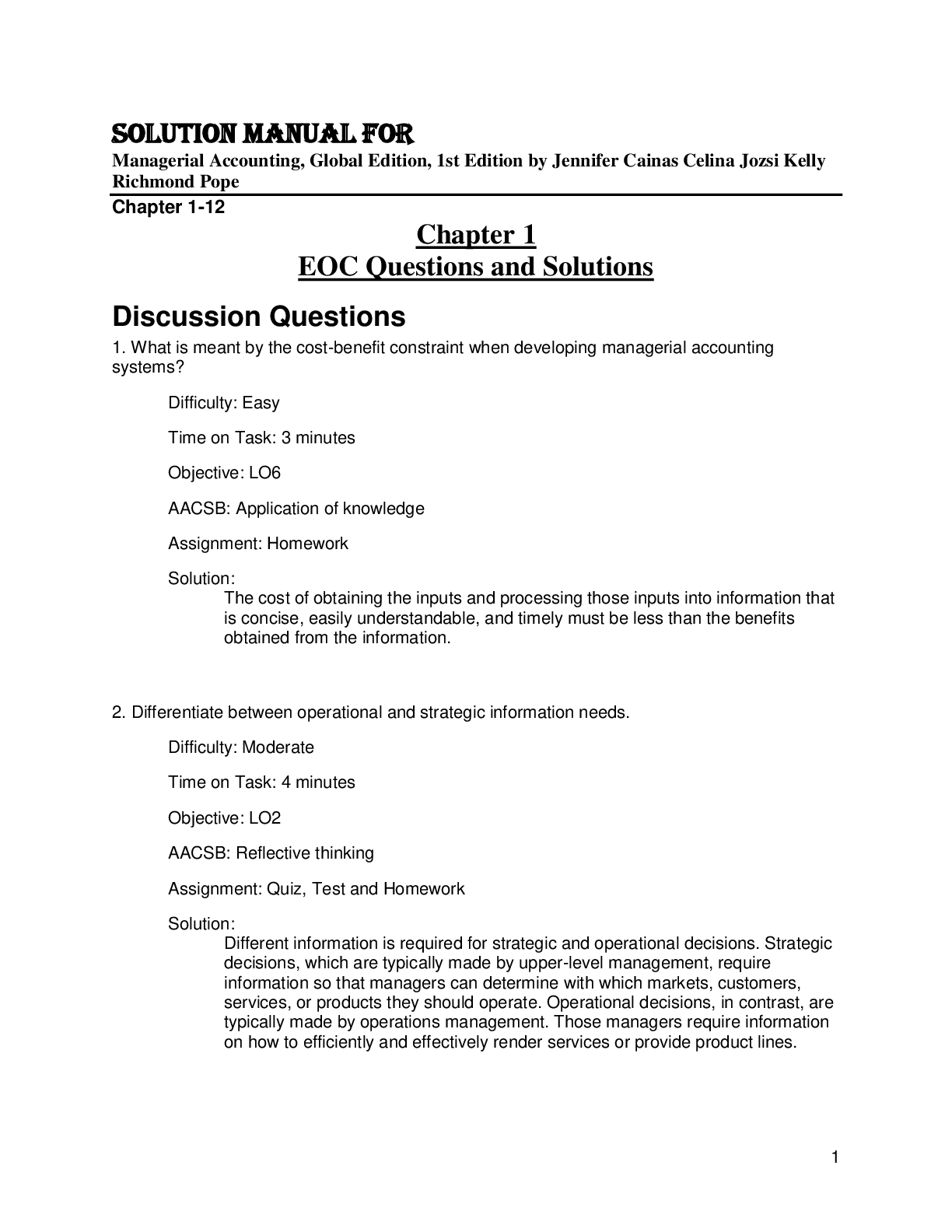 Preview image for Solution Manual For Managerial Accounting, Global Edition, 1st Edition by Jennifer Cainas Celina Jozsi Kelly Richmond Pope Chapter 1-12