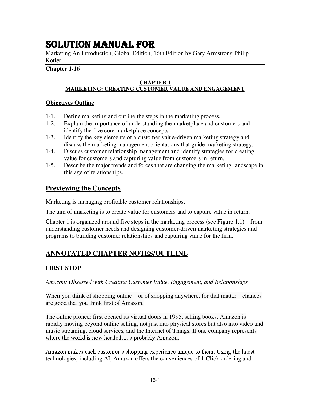 Preview image for Solution Manual For Marketing An Introduction, Global Edition, 16th Edition by Gary Armstrong Philip Kotler Chapter 1-16