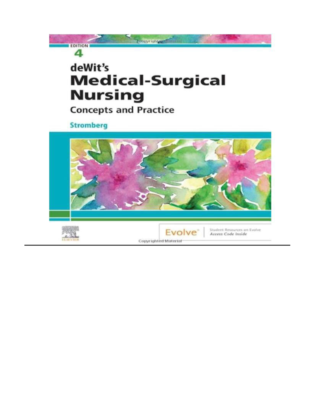Preview image for TEST BANK For Dewit's Medical Surgical Nursing Concepts and Practice 4th Edition (Stromberg, 2023) Complete All Chapters 1-48! ALREADY RATED A+ 100% CORRECT ANSWERS
