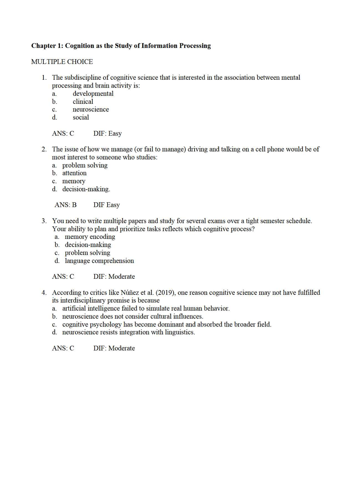 Preview image for Test Bank For Cognitive Psychology Applying the Science of Mind Version 5.0 By Greg Robinson-Riegler and Bridget Robinson-Riegler Chapter 1-13