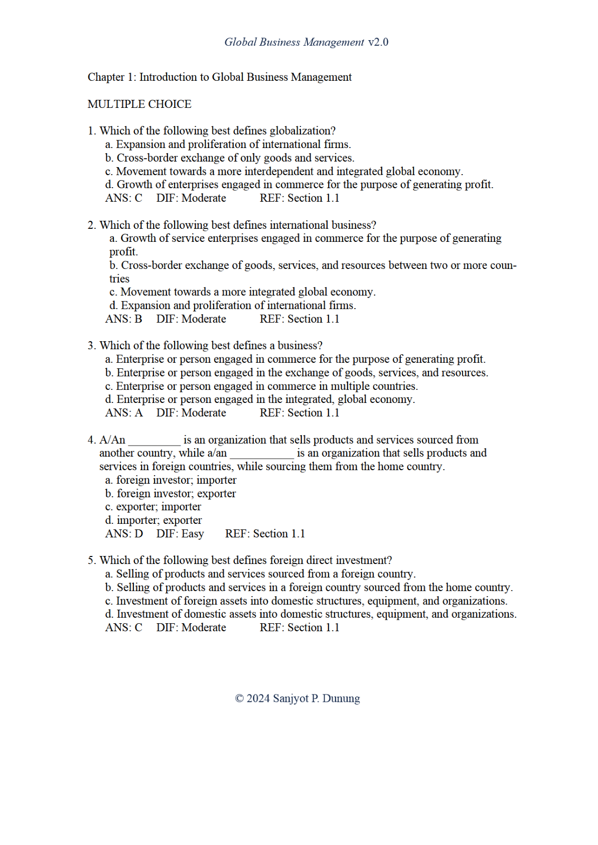 Preview image for Test Bank For Global Business Management Version 2.0 By Sanjyot P. Dunung Chapter 1-15