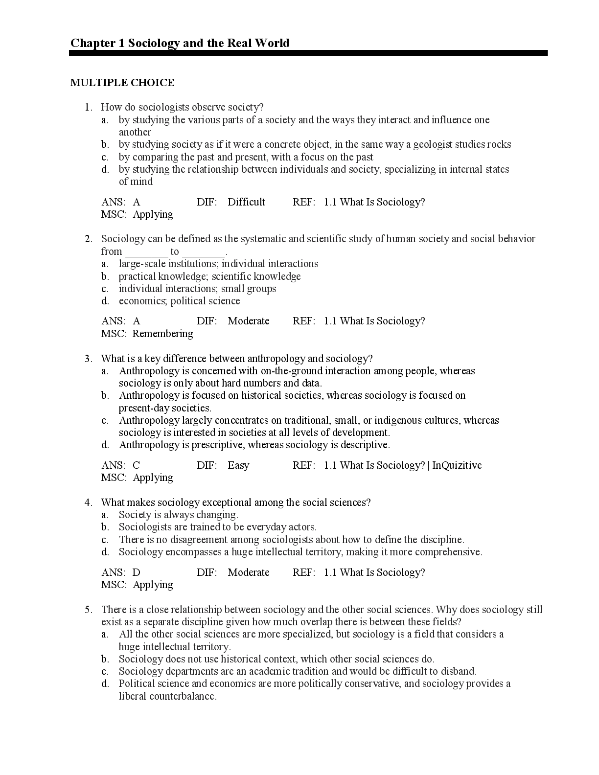 Preview image for Test Bank For The Real World An Introduction to Sociology Ninth Edition  Kerry Ferris Jill Stein