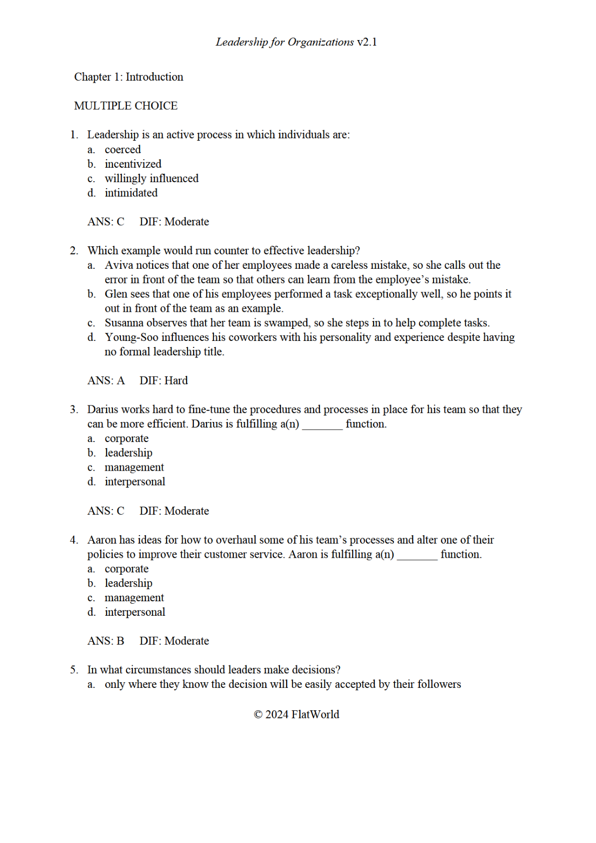Preview image for Test Bank For Leadership for Organizations Version 2.1 By David A. Waldman and Charles O’Reilly