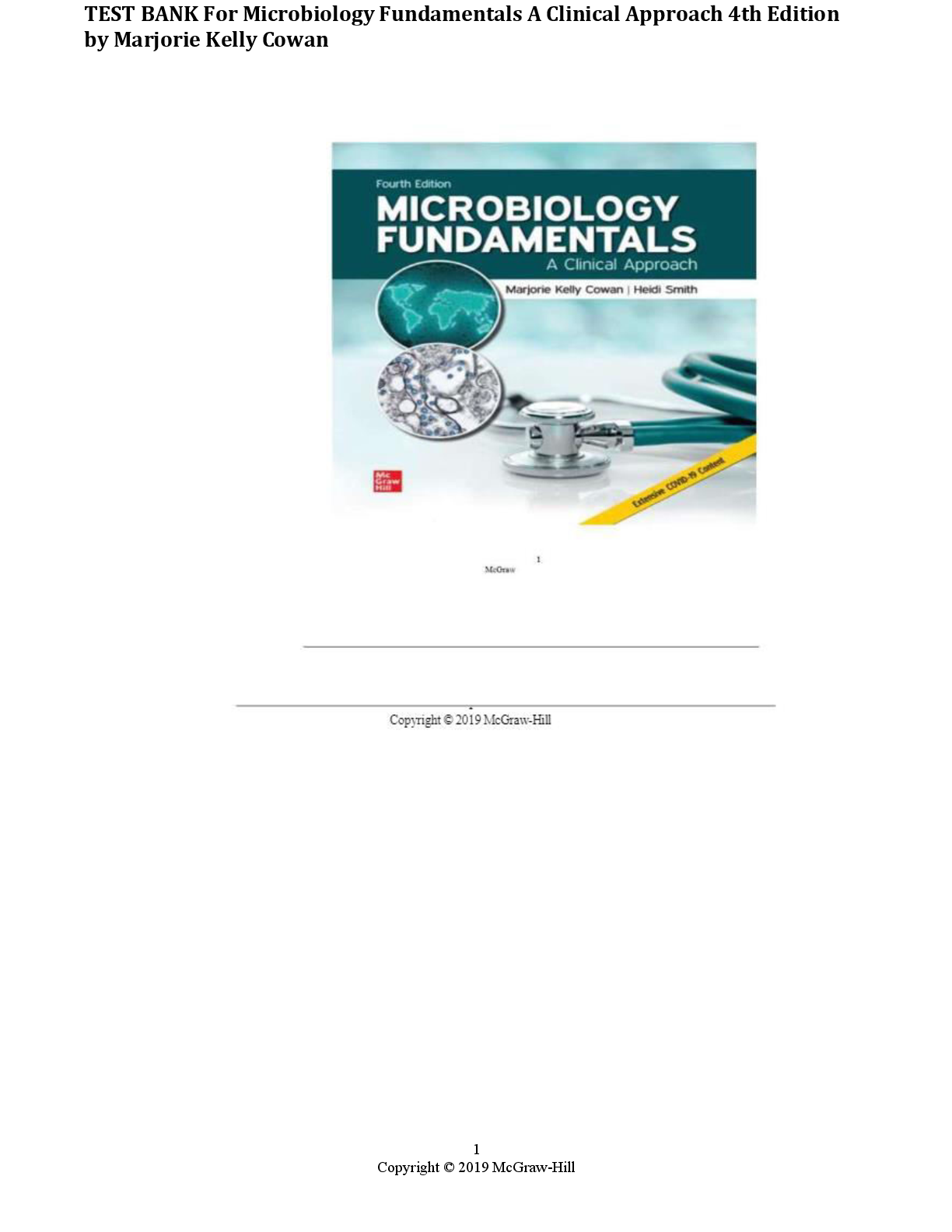 Preview image for TEST BANK for Microbiology Fundamentals A Clinical Approach 4th Edition by Marjorie Kelly Cowan Complete All Chapters 1-22! ALREADY RATED A+ 100% CORRECT ANSWERS