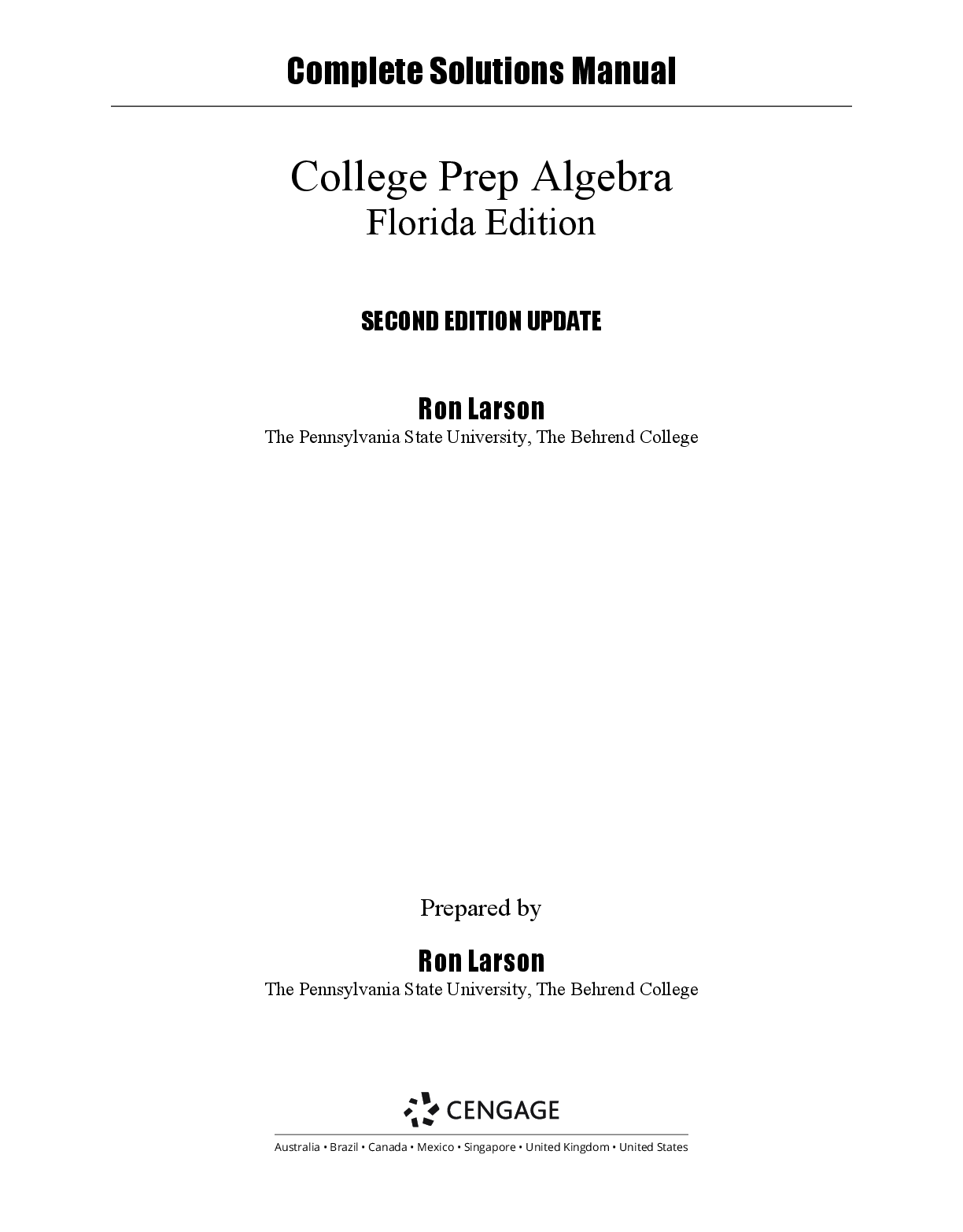 Preview image for Solution Manual For K12AE LARSON COLLEGE PREP ALG MATH FOR COLLEGE UPDATE FL 2nd Edition by Ron Larson Copyright 2022
