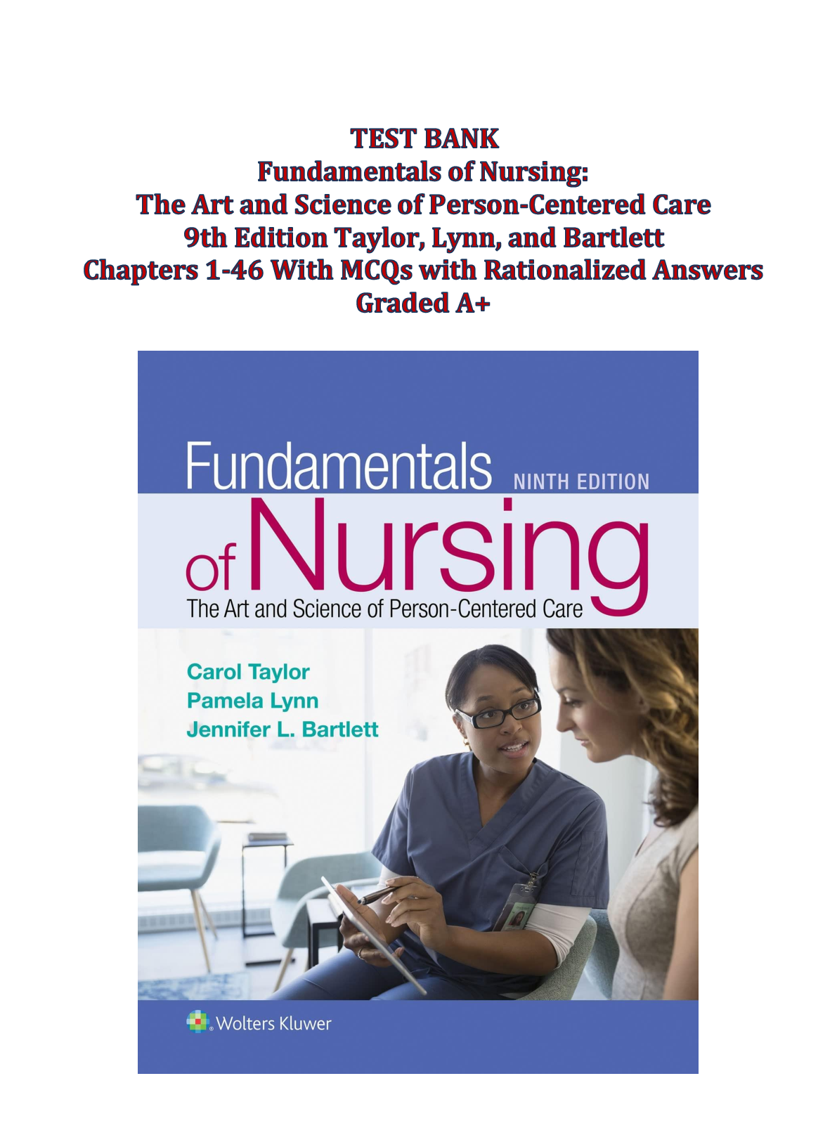 Preview image for Fundamentals of Nursing 9th Edition Test Bank – NCLEX® Prep with Rationalized Answers