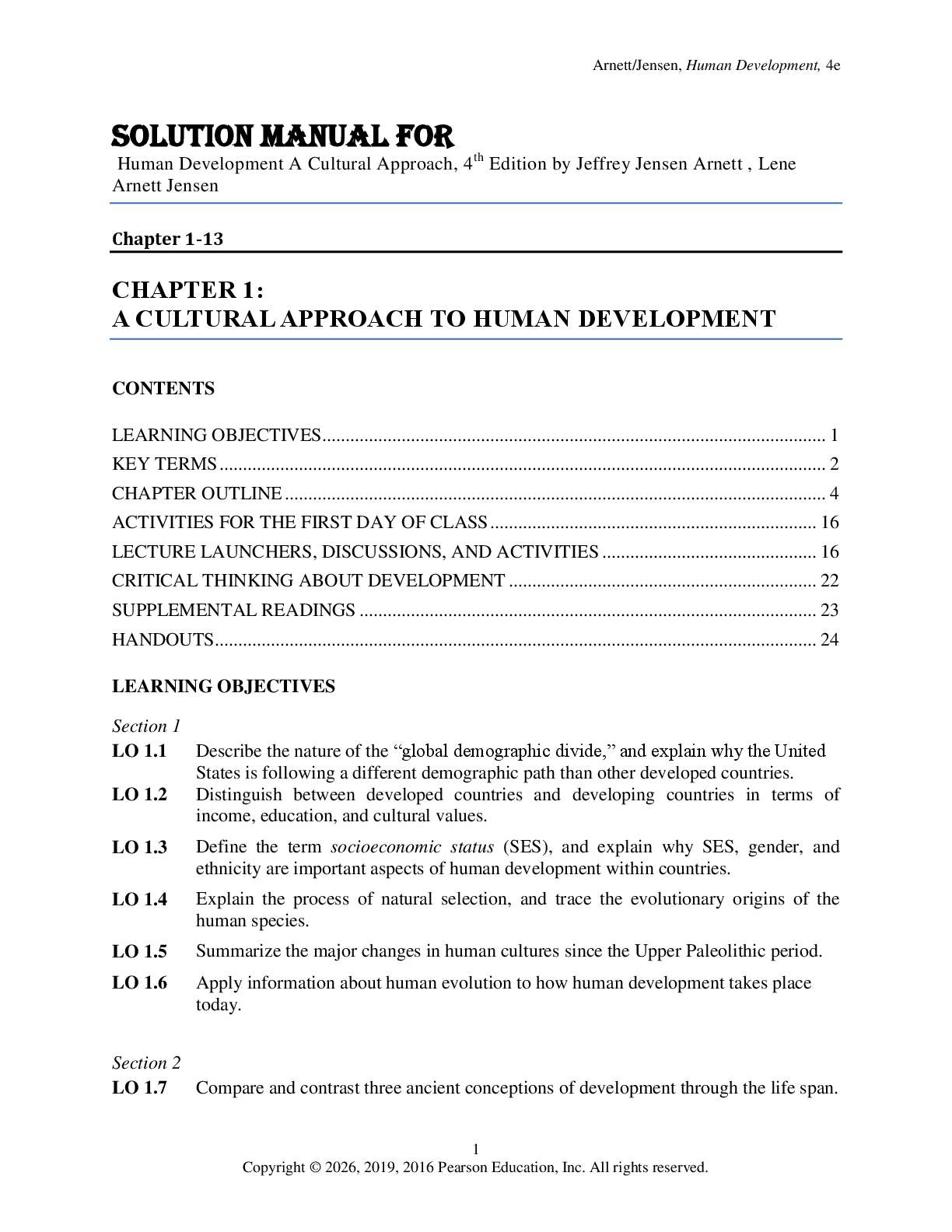Preview image for Solution Manual for Human Development A Cultural Approach, 4th edition by Jeffrey Jensen Arnett , Lene Arnett Jensen