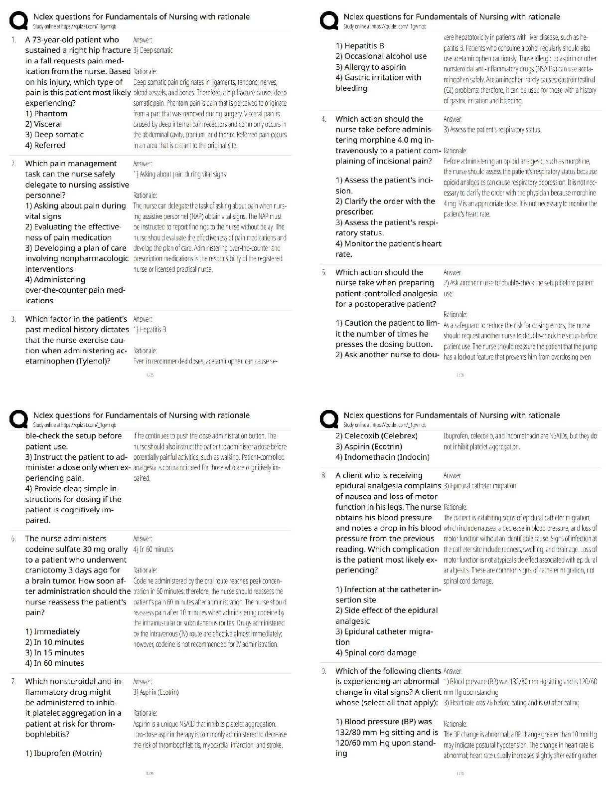 NCLEX Questions for Fundamentals of Nursing with Rationale / 2025 Update   — Study Guide & Test Bank