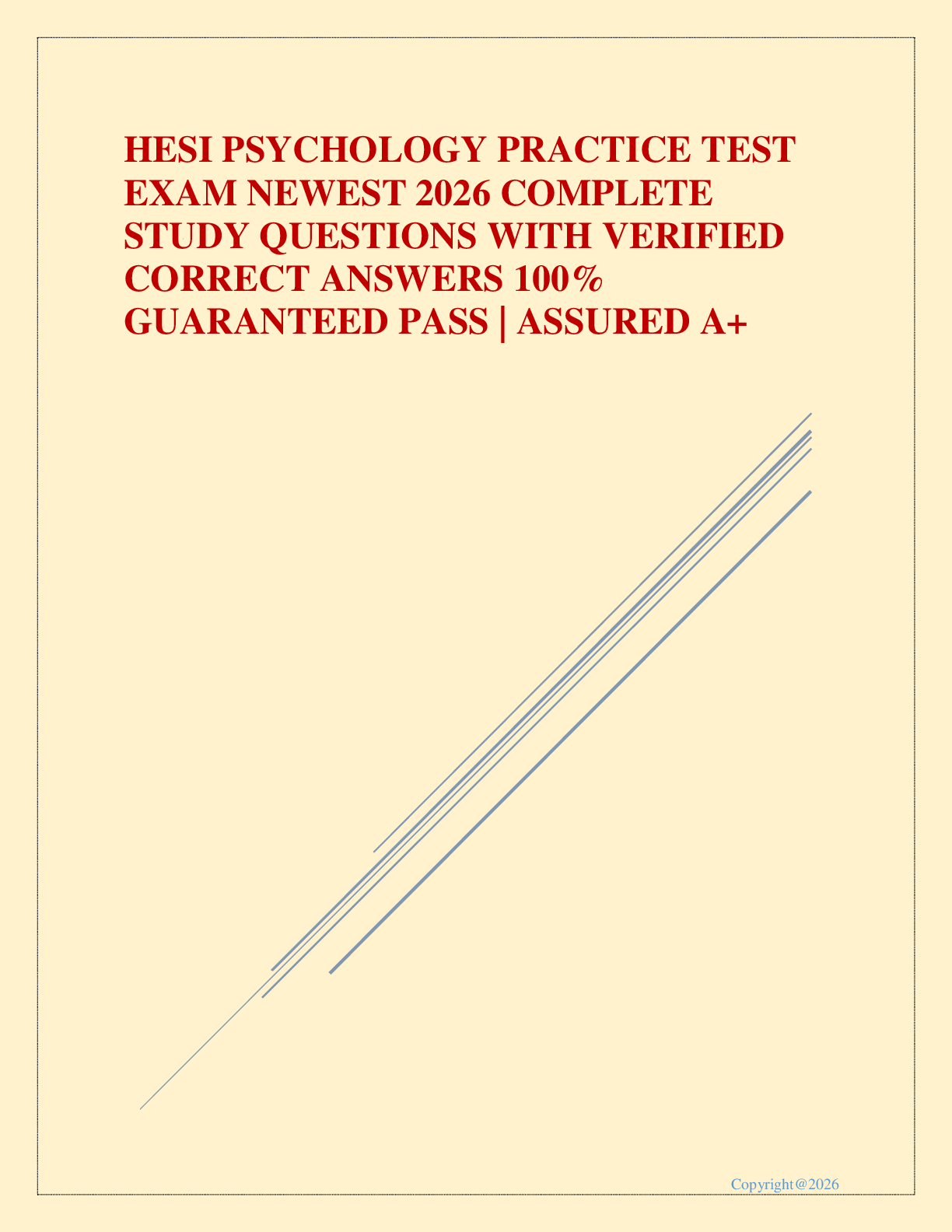 Preview image for PSYCHOLOGY PRACTICE TEST EXAM NEWEST 2026 COMPLETE STUDY QUESTIONS WITH VERIFIED CORRECT ANSWERS 100% GUARANTEED PASS | ASSURED A+