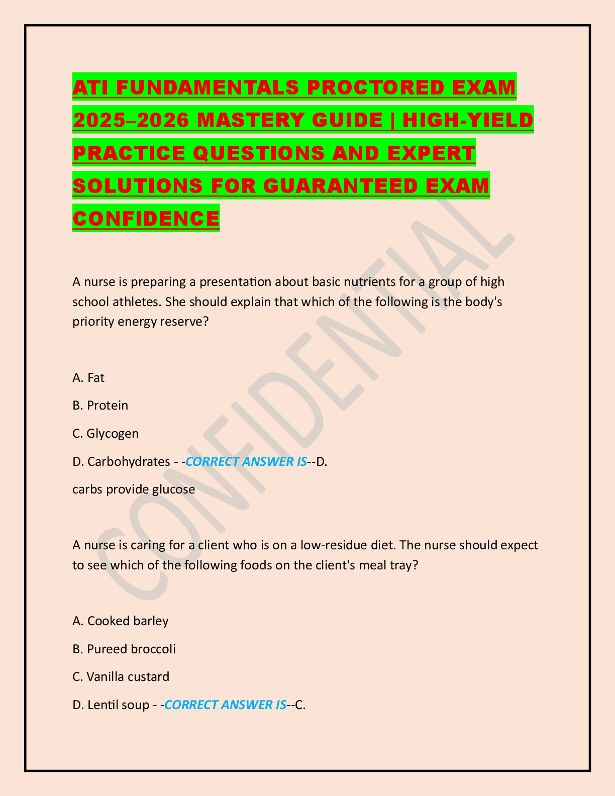 Preview image for ATI FUNDAMENTALS PROCTORED EXAM 2025–2026 MASTERY GUIDE | HIGH-YIELD PRACTICE QUESTIONS AND EXPERT SOLUTIONS FOR GUARANTEED EXAM CONFIDENCE